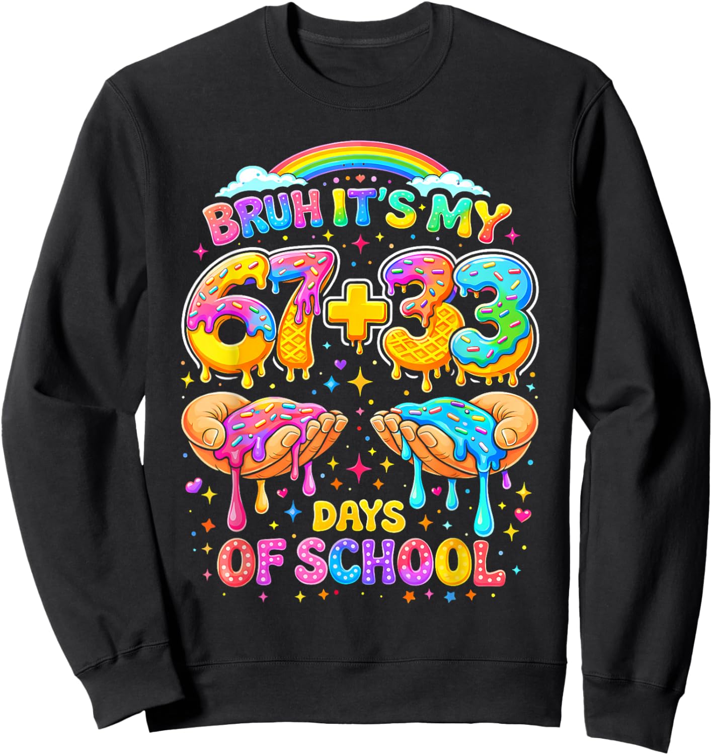Bruh Its My 67 33 Days of School Funny Boys Kids 100th Day Sweatshirt - Sweatshirt | Black