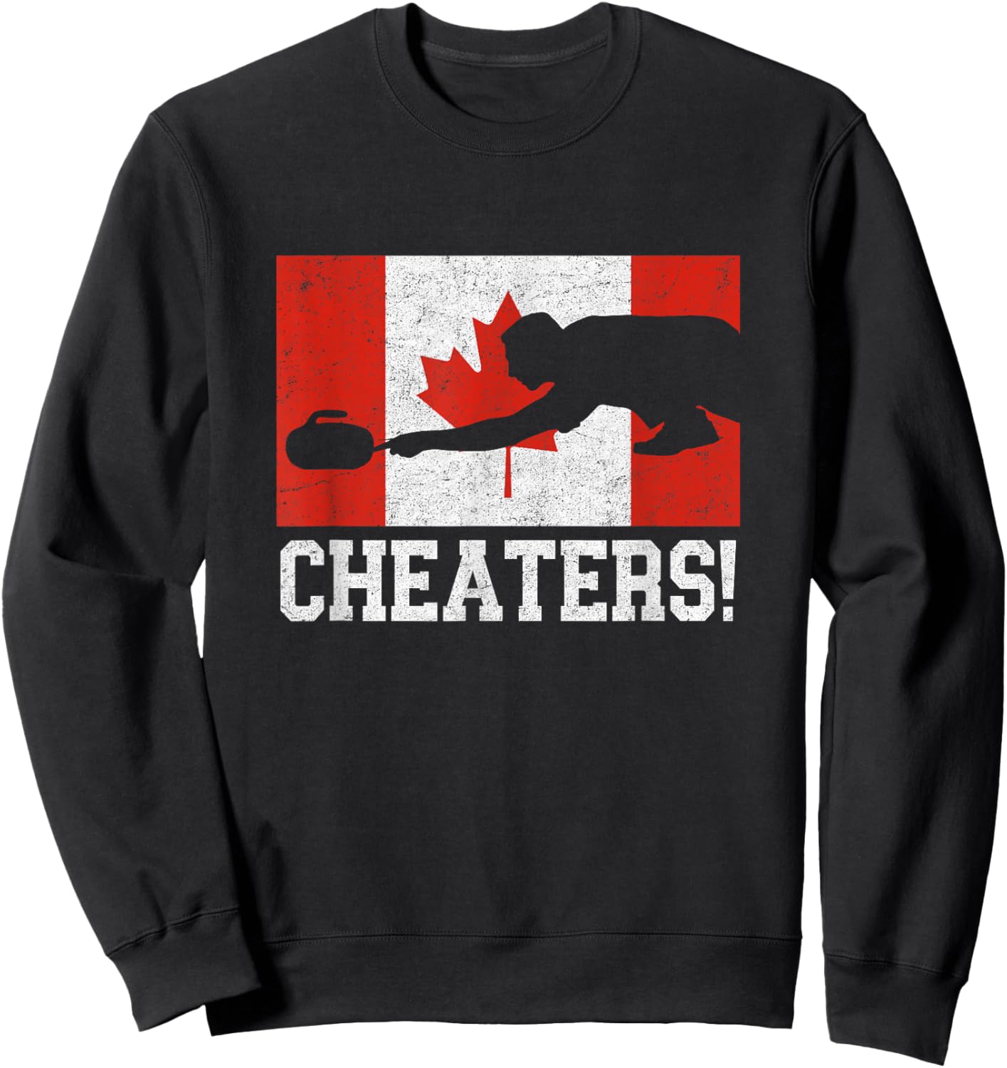 Canada Curling Cheater Canadian Flag Sweatshirt - Sweatshirt | Black