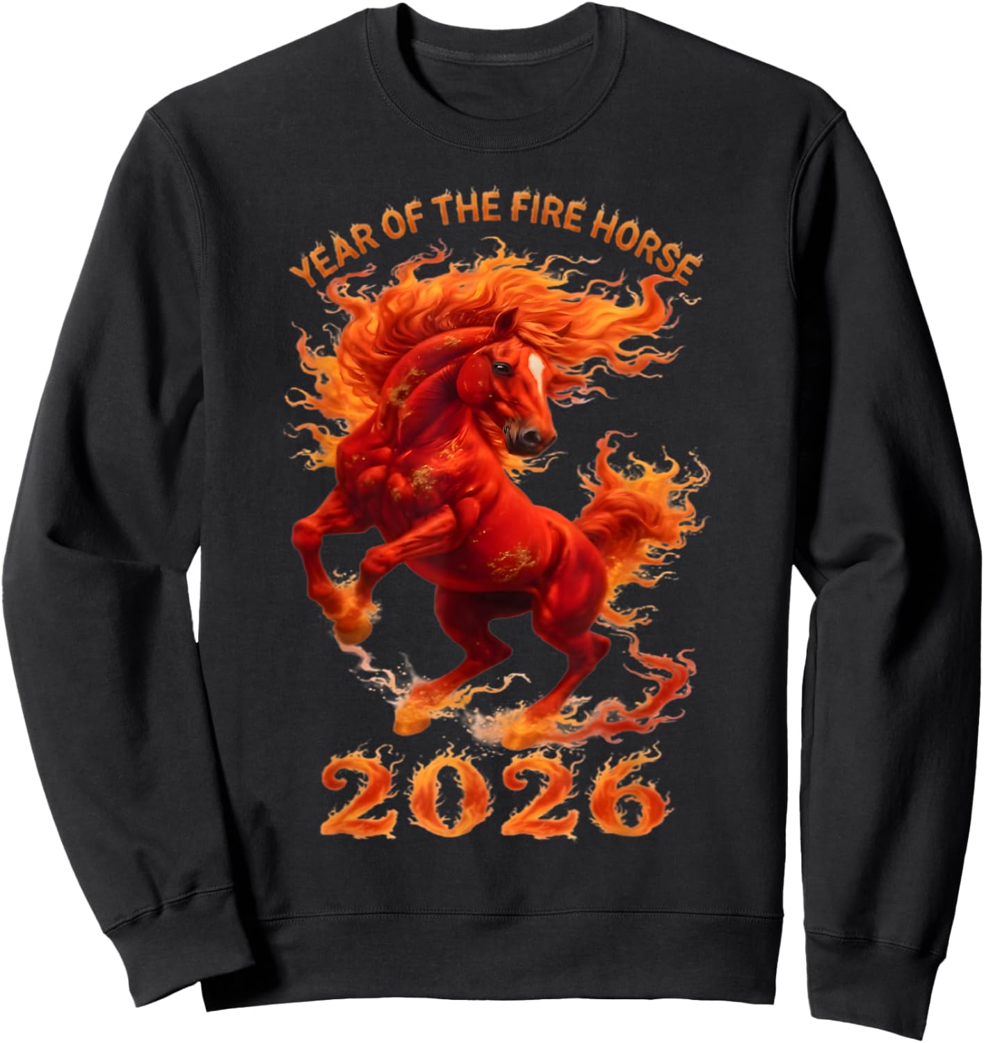 Year of The Fire Horse 2026 Lunar Chinese New Year Zodiac Sweatshirt - Sweatshirt | Black