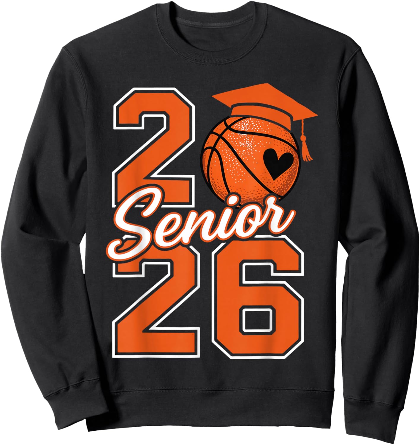 Senior Basketball Class of 2026 Crew Basketball Graduation Sweatshirt - Sweatshirt | Black