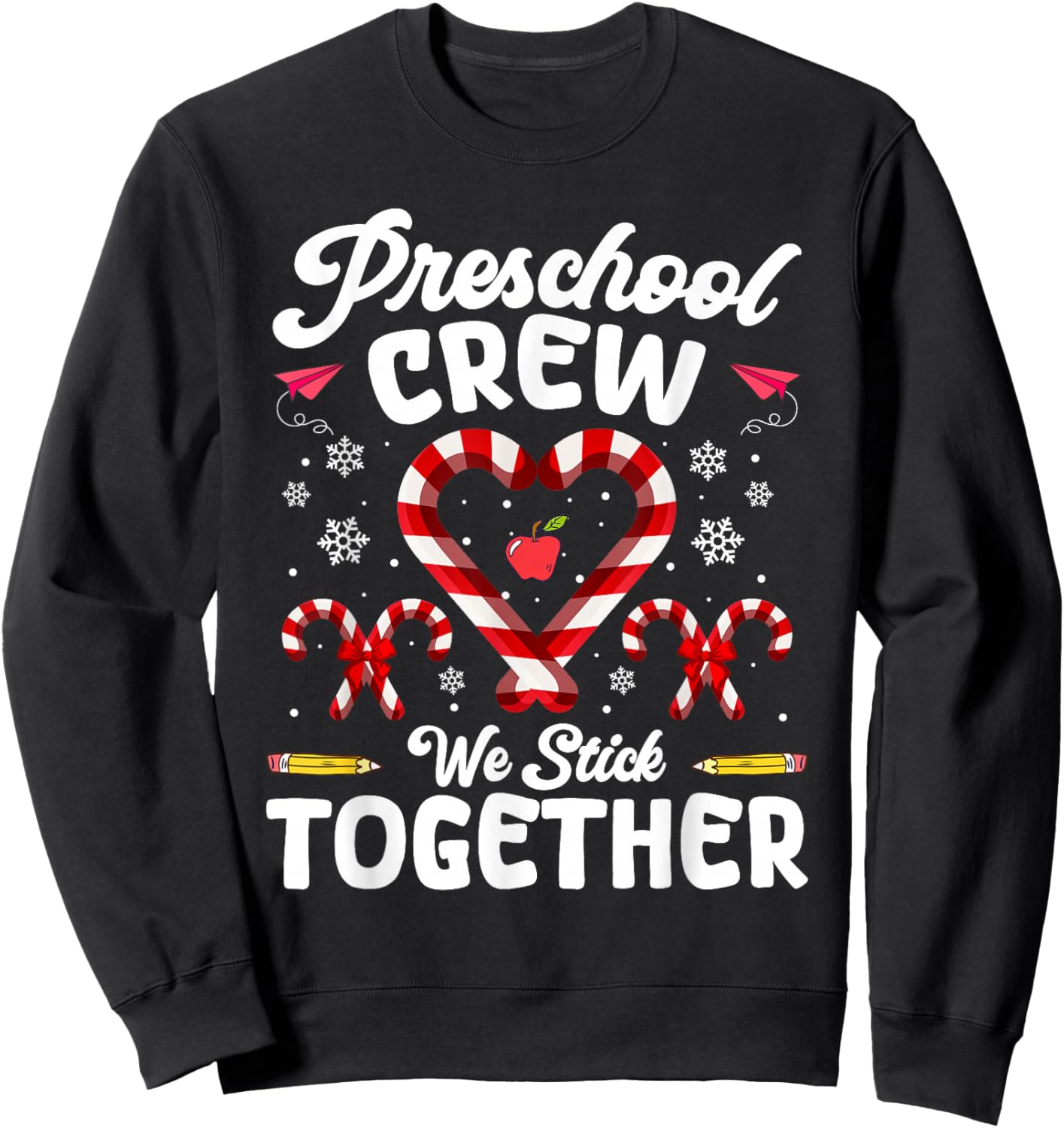 Christmas Preschool Teacher Holiday Family Matching Xmas Sweatshirt - Sweatshirt | Black
