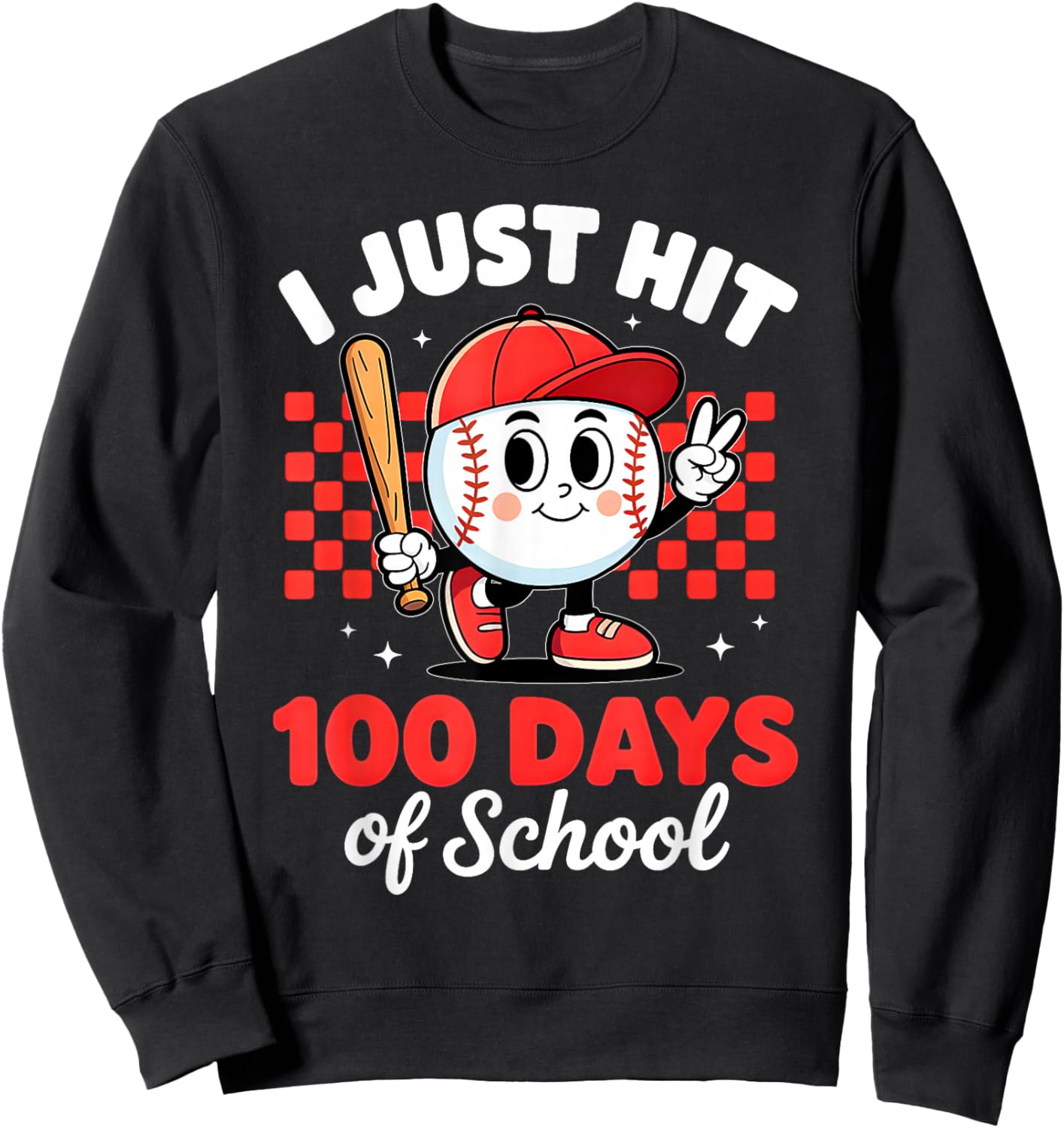 I Just Hit 100 Days of School Baseball 100th Day Boys Kids Sweatshirt - Sweatshirt | Black