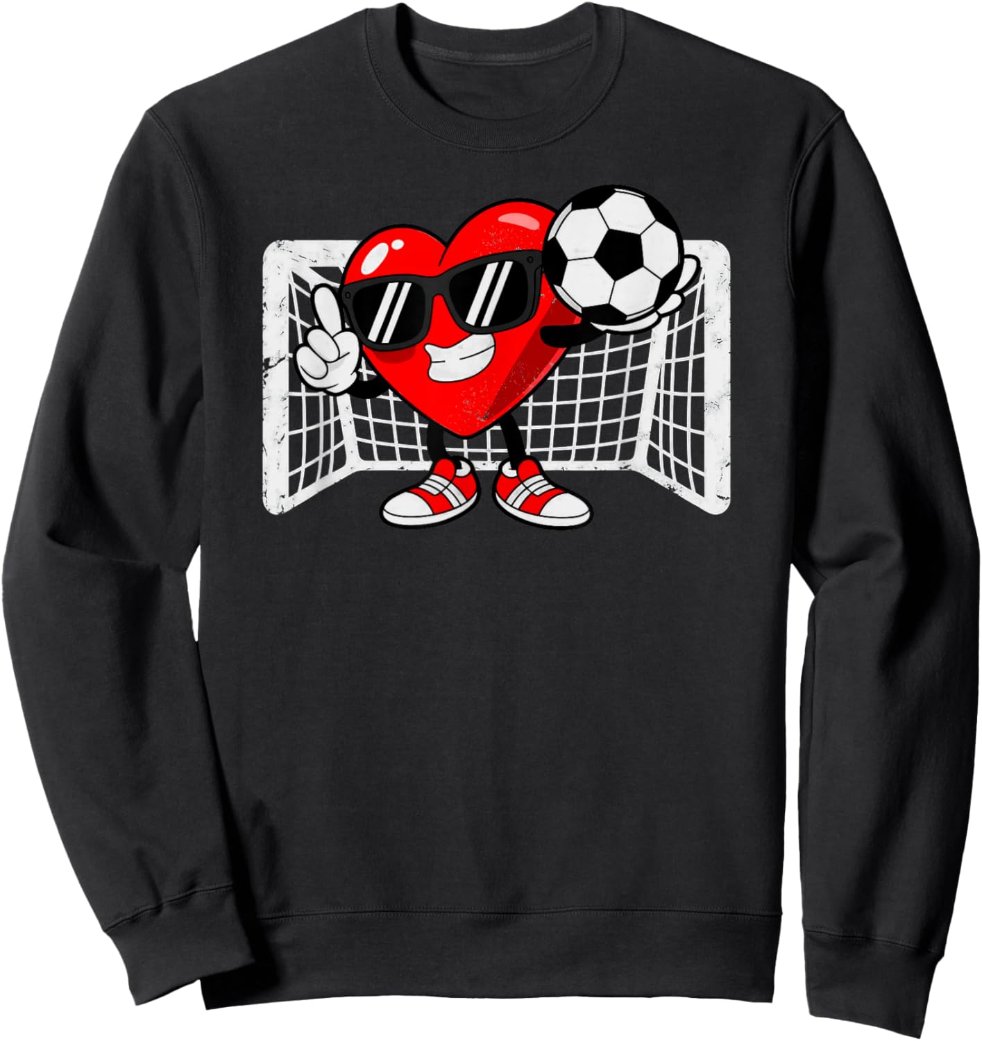 Valentine Soccer Heart Football Sweatshirt - Sweatshirt | Black