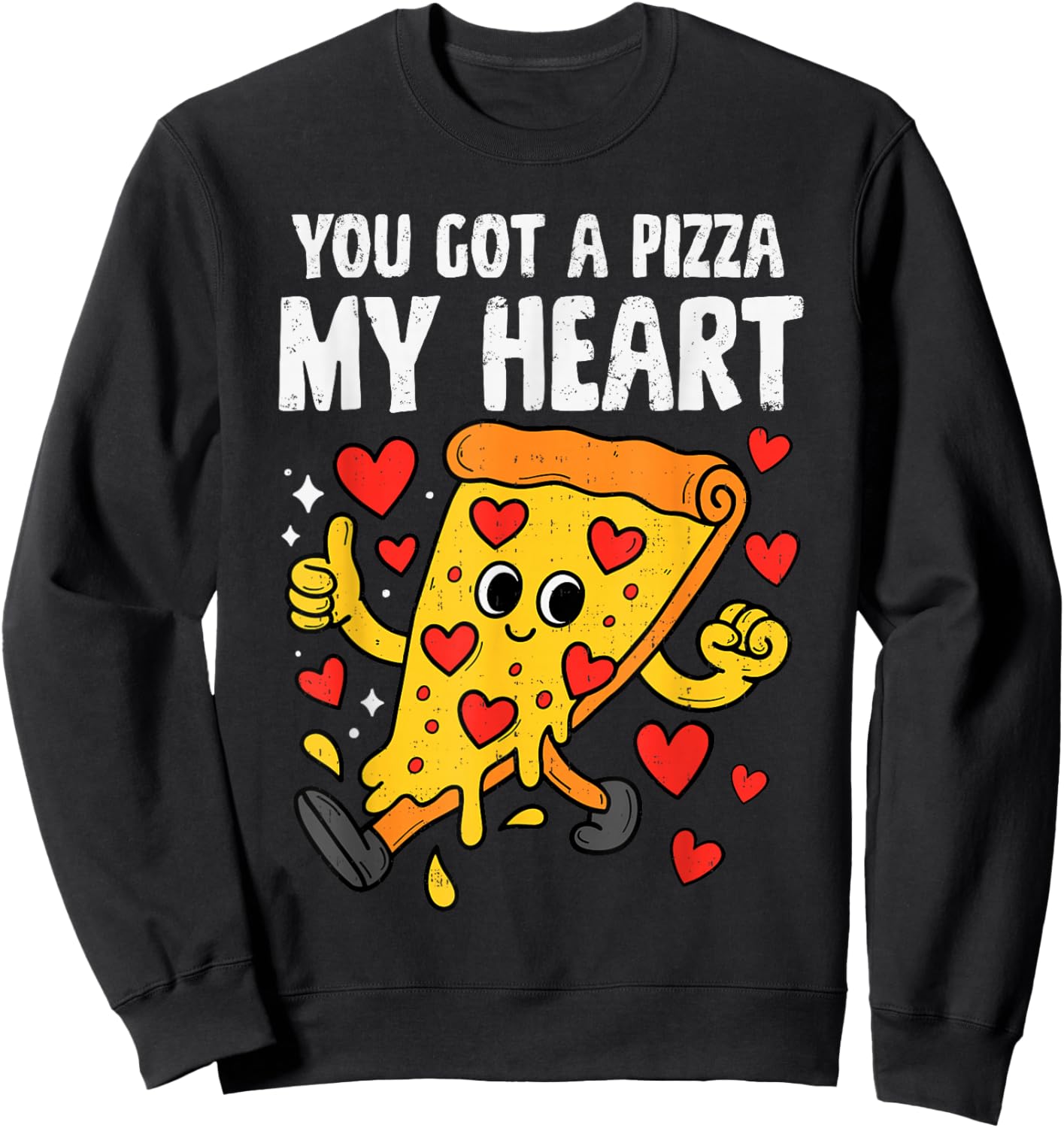 Pizza Heart Funny Valentines Day Men Women Girls Boys Kids Sweatshirt - Sweatshirt | Black