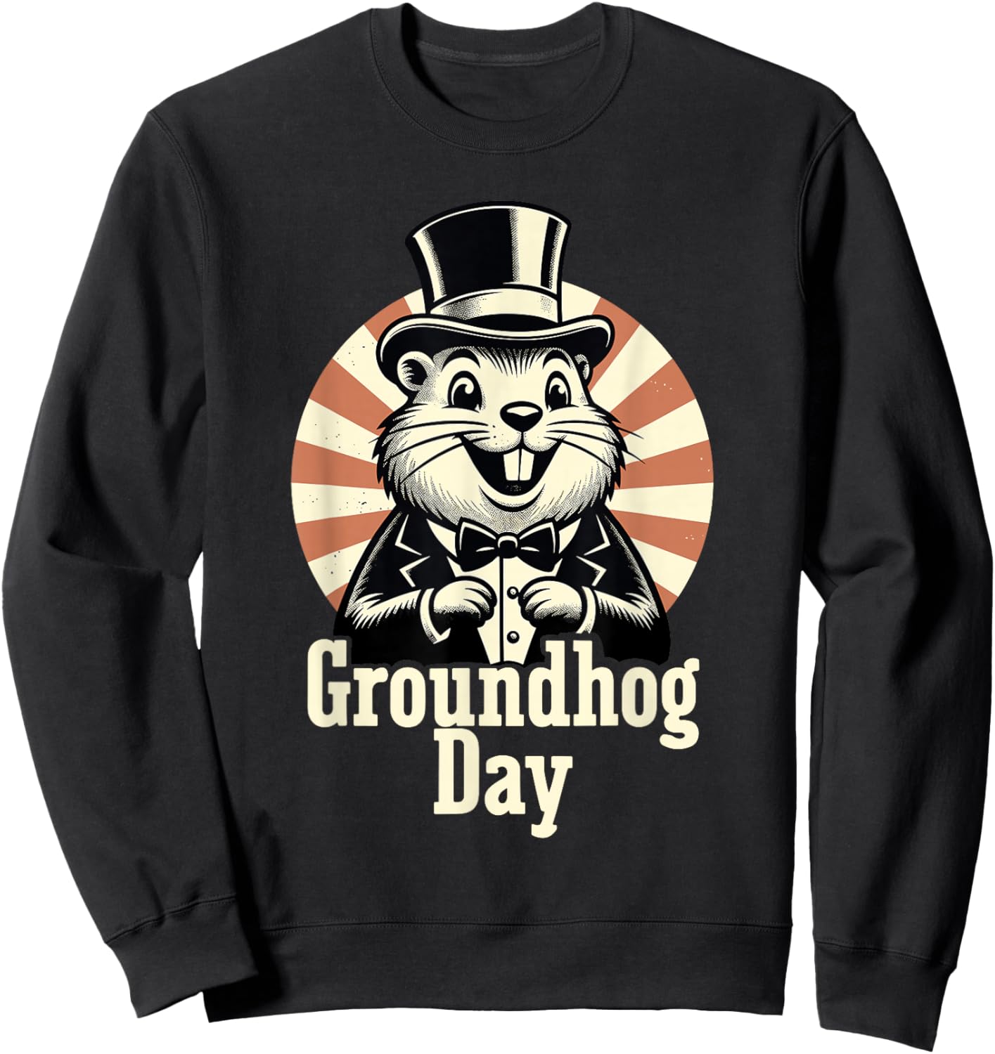 Punxy Phil's Groundhog Day February 2nd Holiday Retro Sweatshirt - Sweatshirt | Black