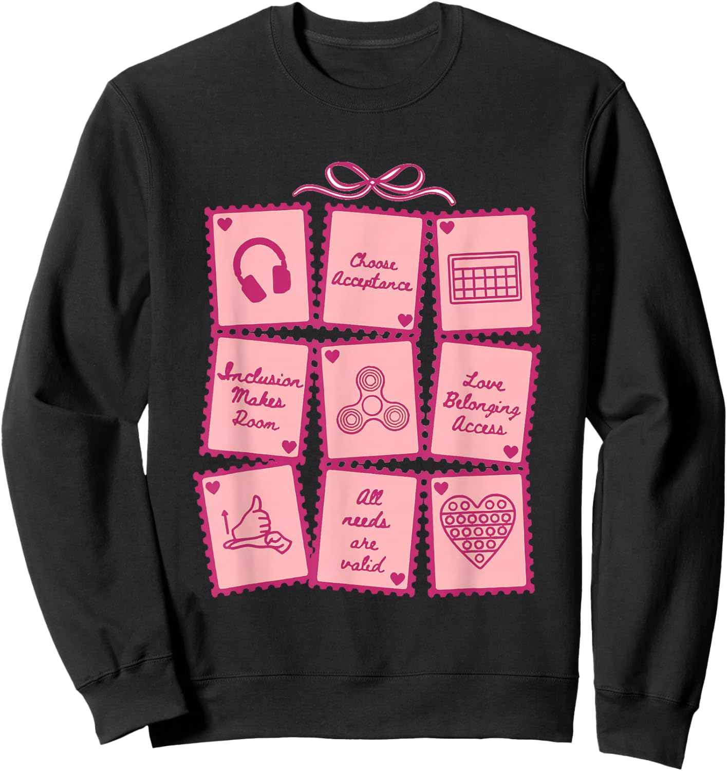 Advocacy Inclusion Valentine Stamp Special Education Teacher Sweatshirt - Sweatshirt | Black