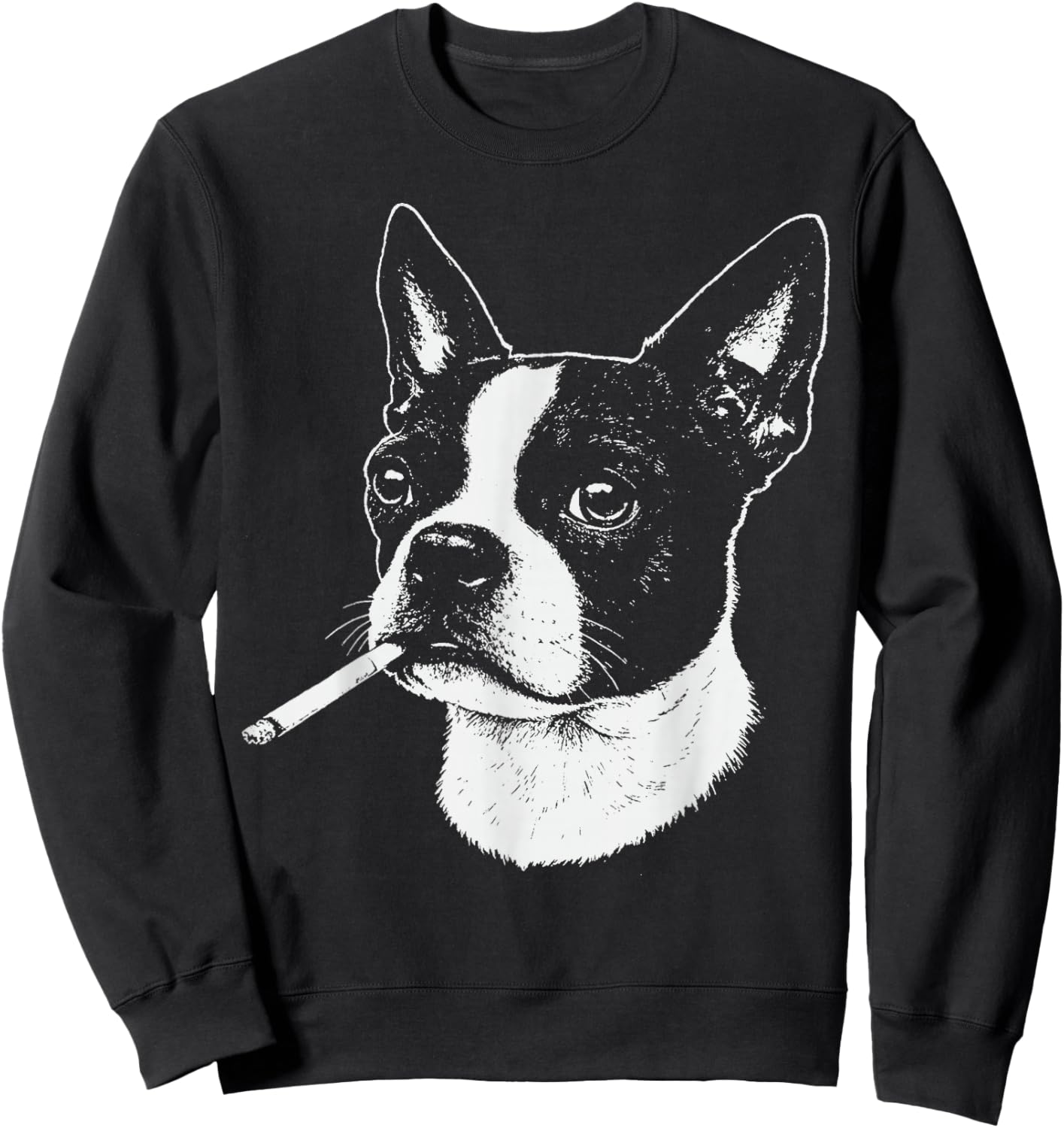 Boston Terrier Meme Funny Dog Smoking Cigarette Sweatshirt - Sweatshirt | Black