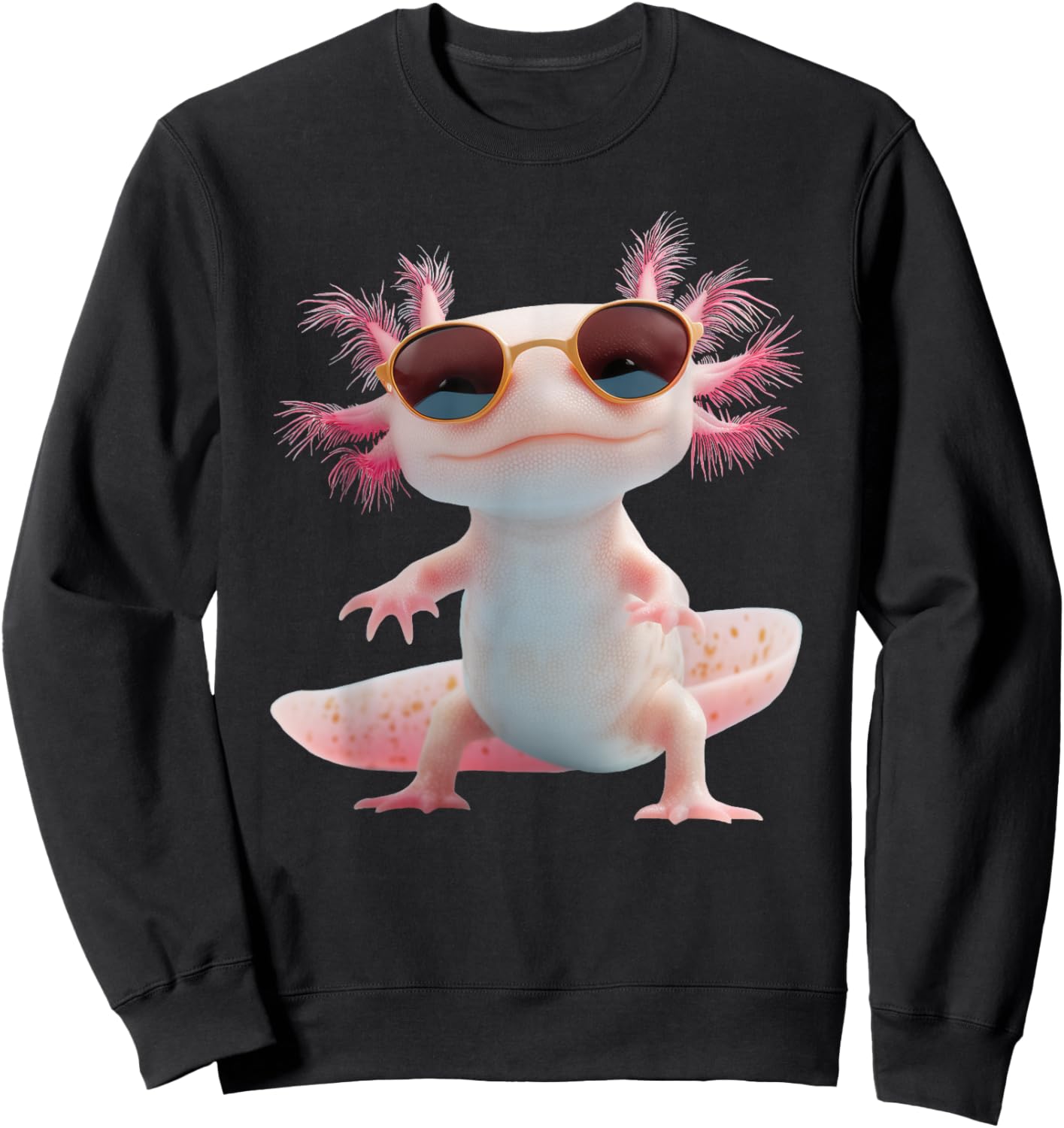 Axolotl Wearing Sunglasses Kawaii Funny Graphic Sweatshirt - Sweatshirt | Black