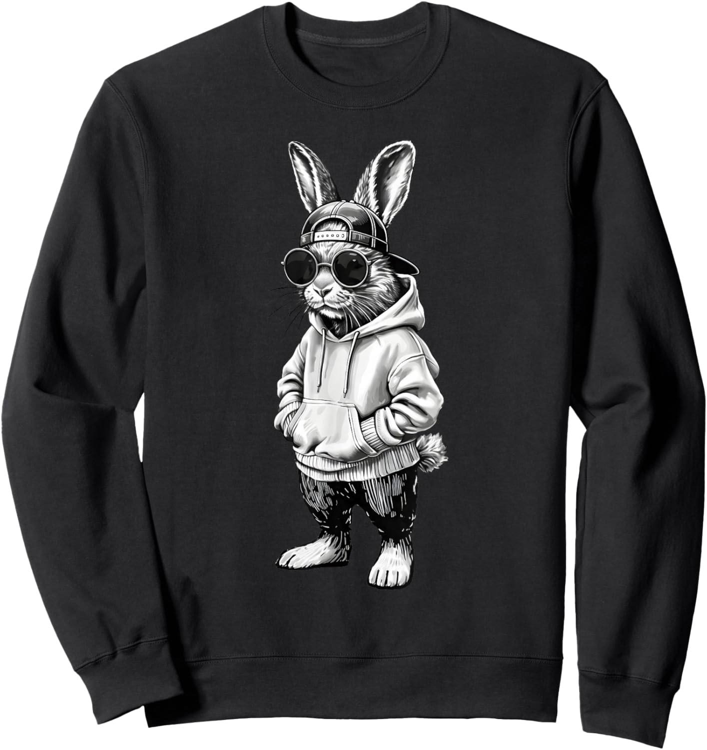 Happy Easter Rabbit Bunny Sunglasses Cap Boys Men Kids Sweatshirt - Sweatshirt | Black