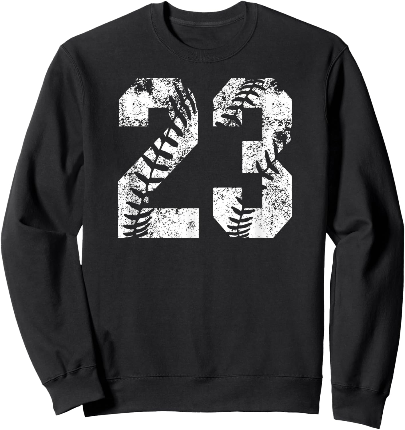 Vintage White Baseball Number 23 Jersey Player Uniform Sweatshirt - Sweatshirt | Black