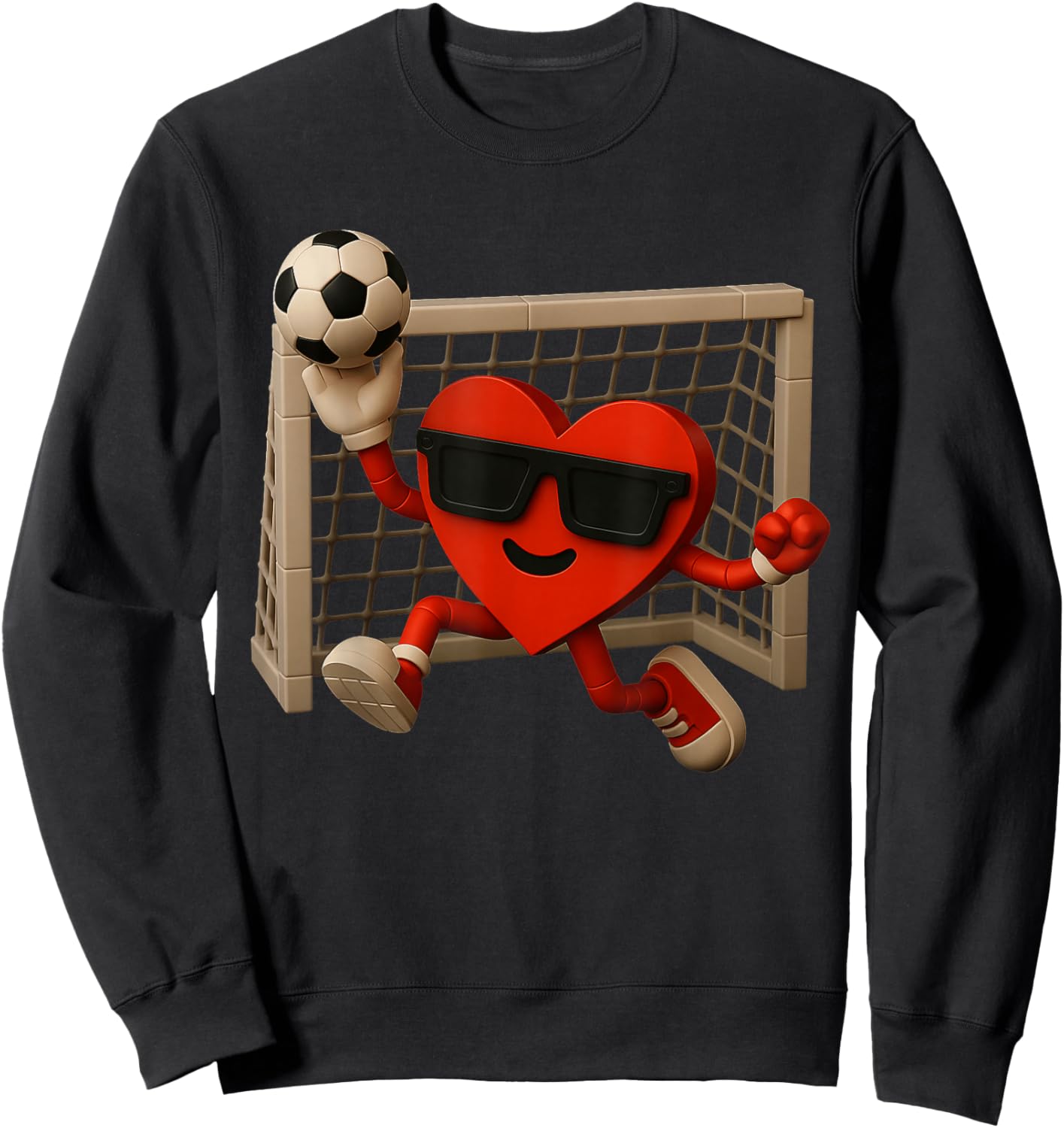 Goalkeeper Goalie Valentines Day Soccer Heart Boys Kids Sweatshirt - Sweatshirt | Black