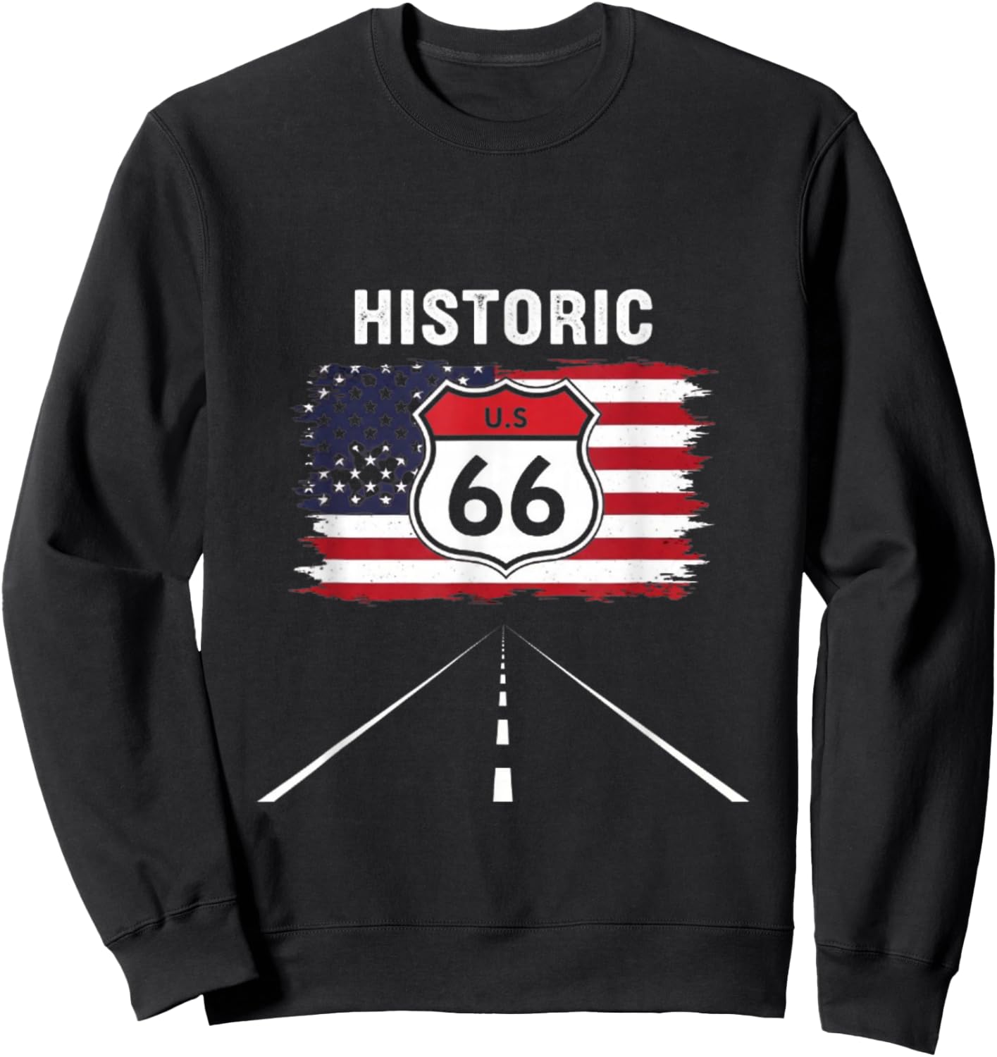 Historic U.S.A. 66 Highway Vintage America Road Sweatshirt - Sweatshirt | Black