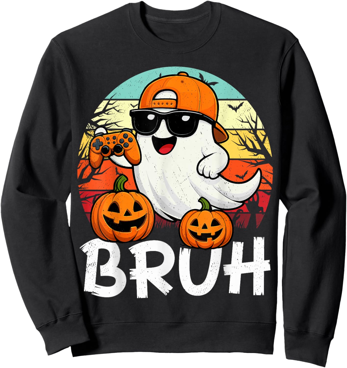 Halloween Ghost Gamer Bruh Video Gaming Halloween Ghosts Sweatshirt - Sweatshirt | Black