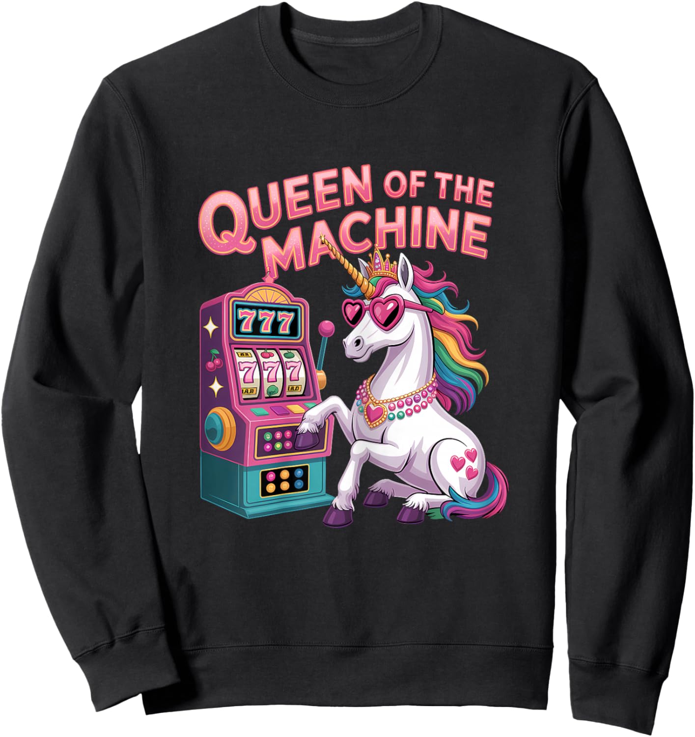 Cute Slot Machine Queen Casino Gambling Poker Player Sweatshirt - Sweatshirt | Black