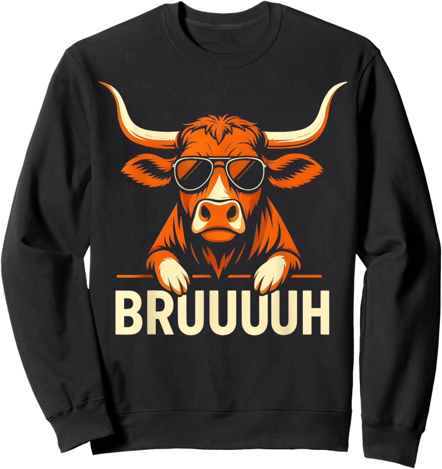 Vintage Retro Bruh Longhorn Meme Gift Women Kid Sweatshirt - Sweatshirt | Black