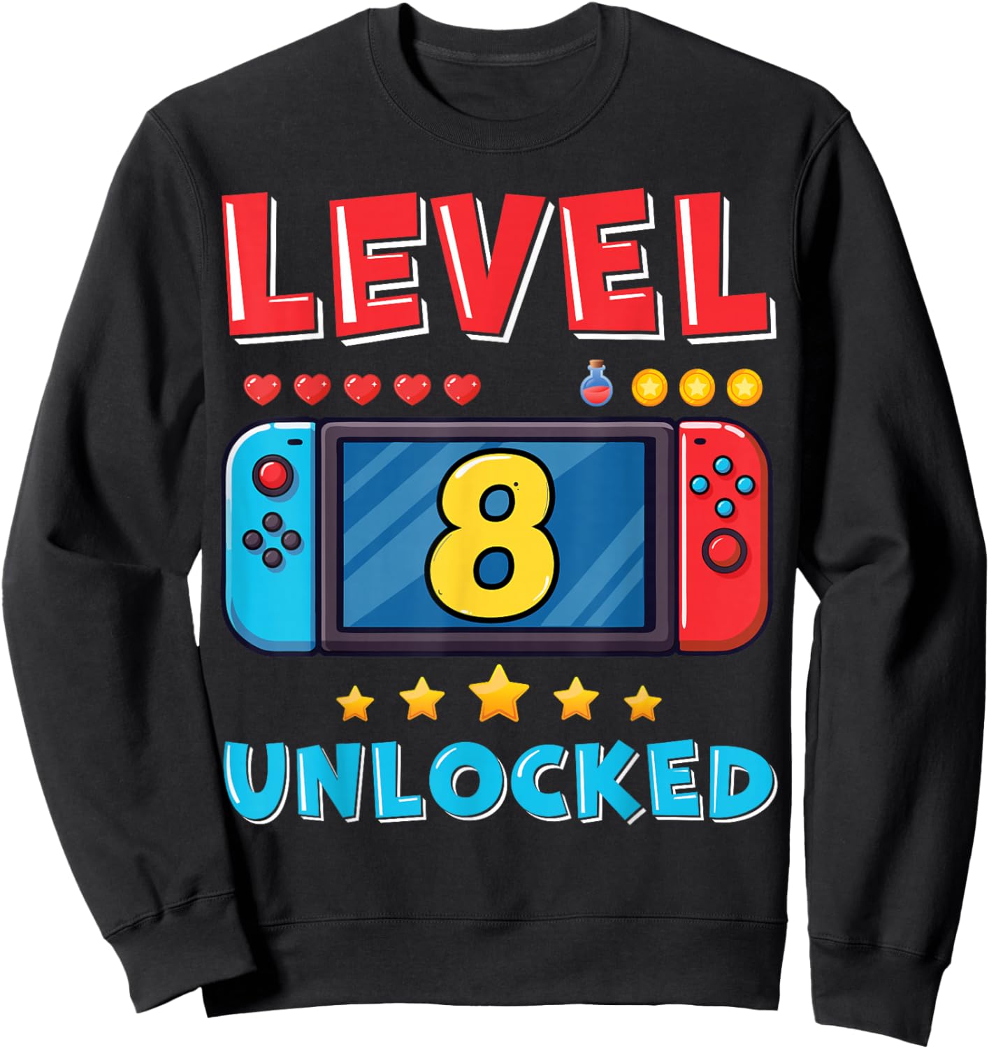 8 Year Old Bday Decorations Son Gamer Boy 8yr 8th Birthday Sweatshirt - Sweatshirt | Black