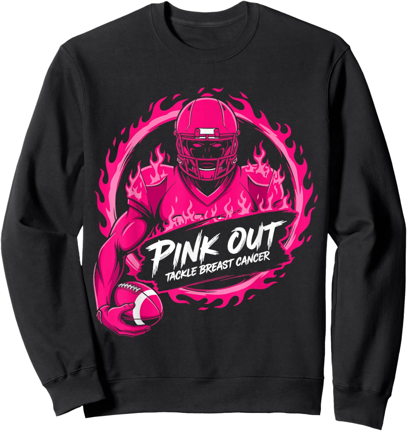 Tackle Football Breast Cancer Awareness Pink Out Boys Kids Sweatshirt - Sweatshirt | Black