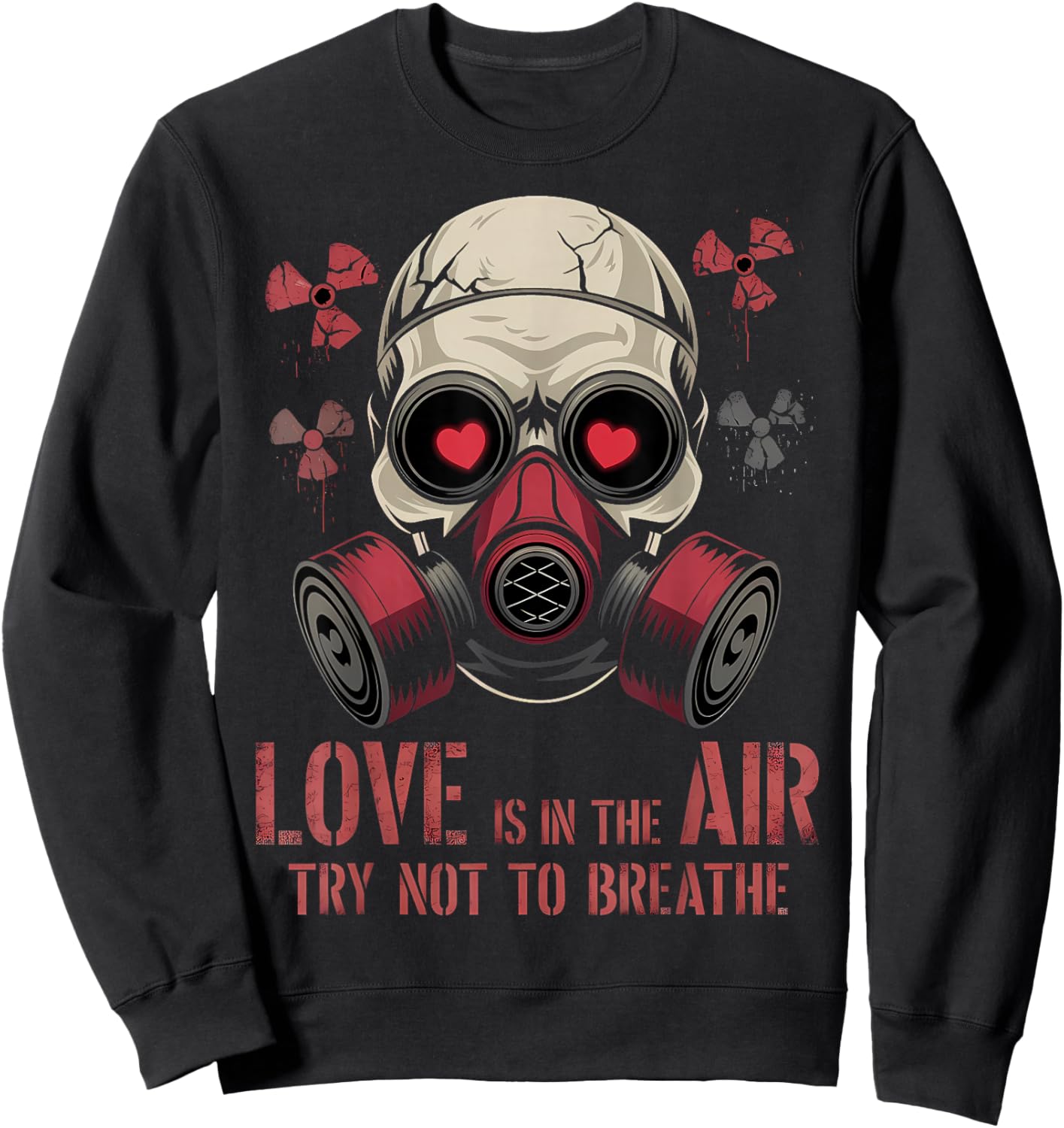 Valentine Skull Gas Mask Love Aesthetic Sweatshirt - Sweatshirt | Black