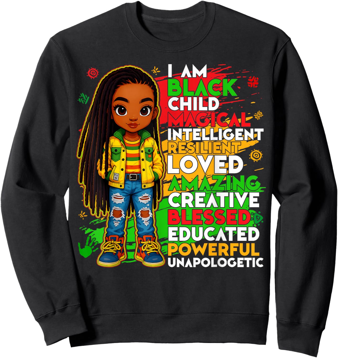 Black History I Am Black Child African American Kids Girls Sweatshirt - Sweatshirt | Black