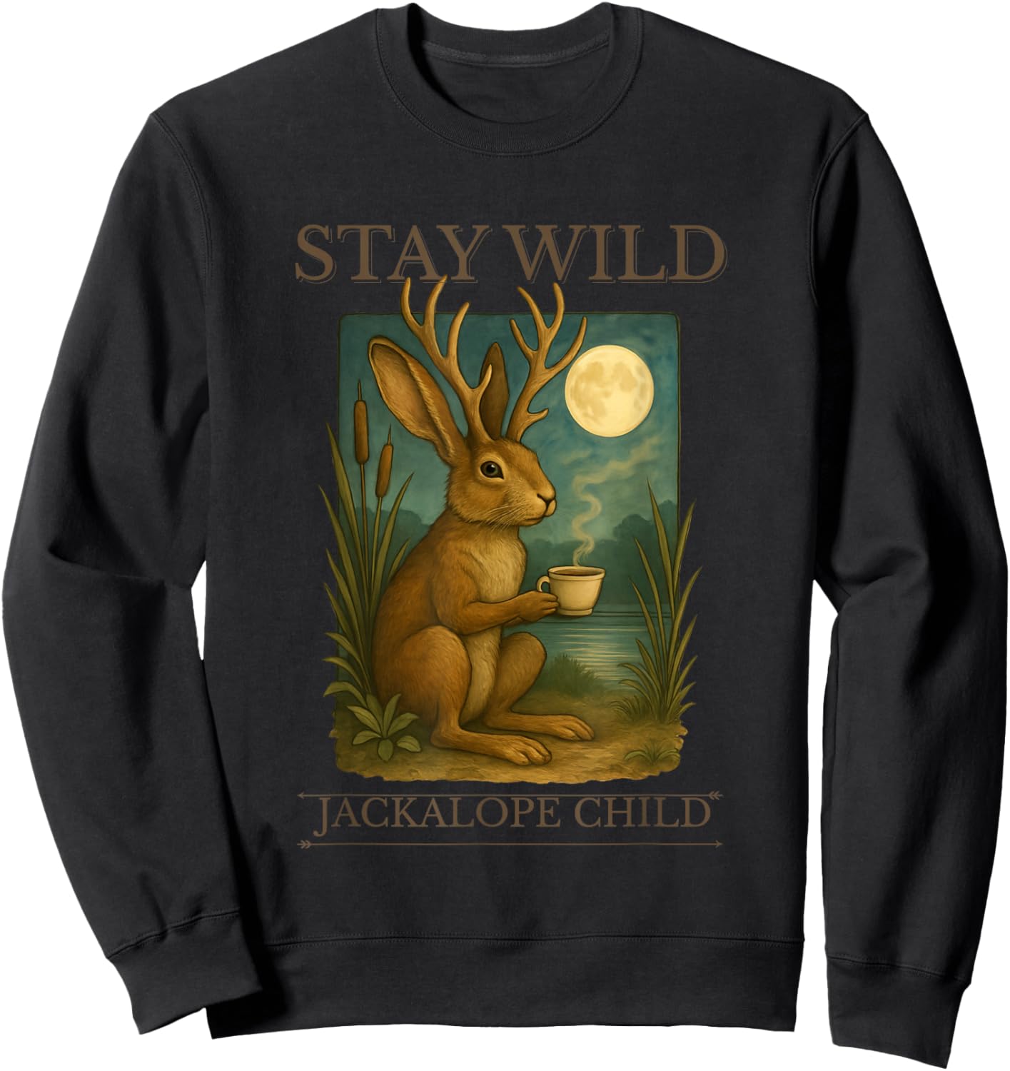 Stay Wild Jackalope Child Sweatshirt - Sweatshirt | Black