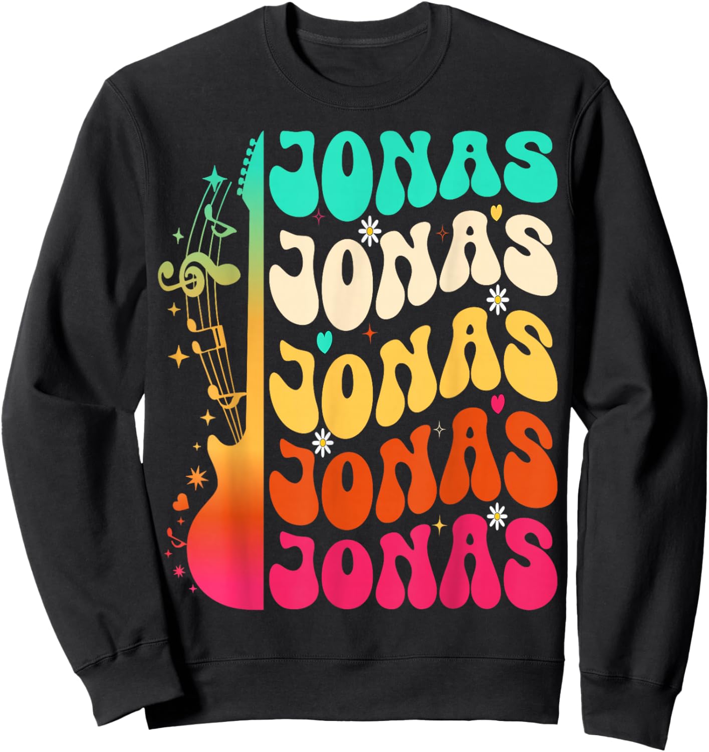Retro Jonas First Name I Love Jonas 80's Groovy Sweatshirt - Sweatshirt | Black