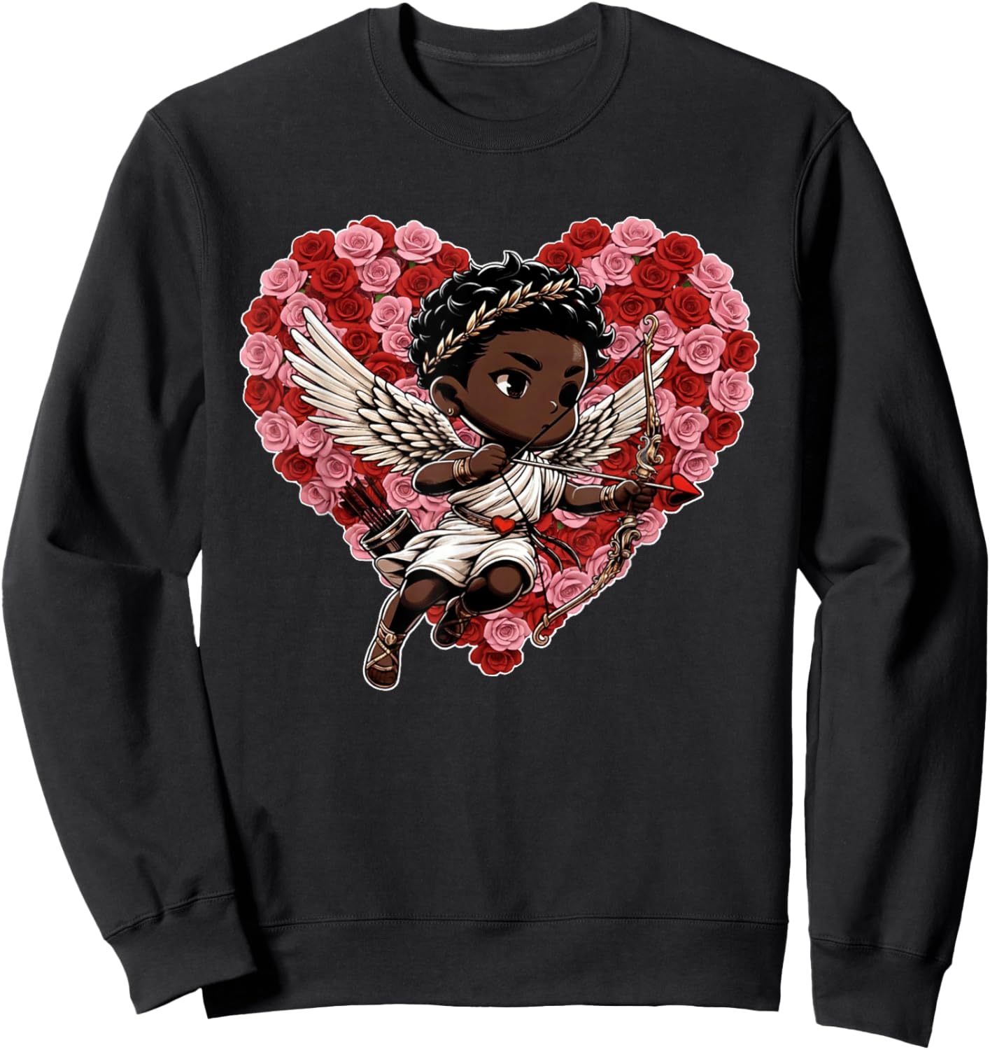 Cute Black African American Cupid Shirt Decor Boys Girls Kid Sweatshirt - Sweatshirt | Black