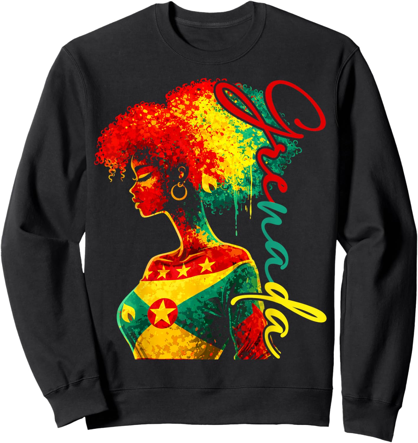 Grenada Flag Grenadian Girl Proud Pride Patriotic Sweatshirt - Sweatshirt | Black