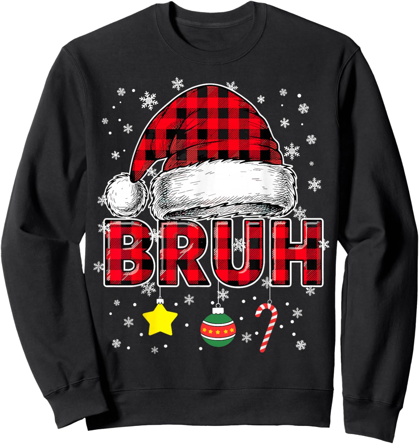 Bruh Funny Christmas Xmas Sweatshirt - Sweatshirt | Black