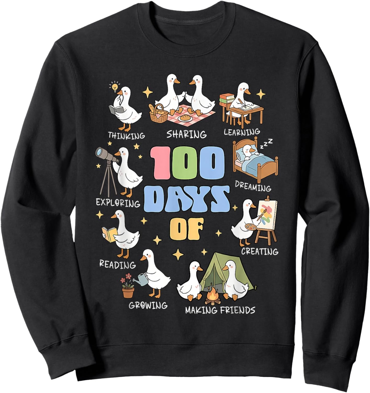 100 Days of Being A Silly Goose 100th Day of School Goose Sweatshirt - Sweatshirt | Black