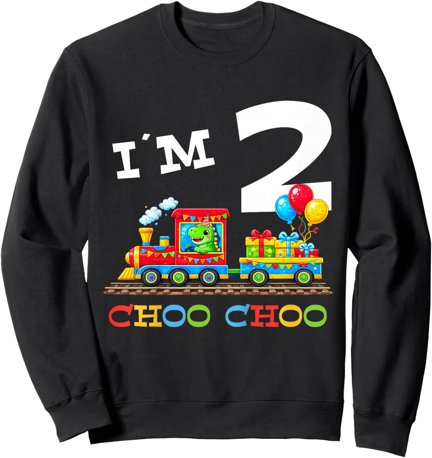 Train Birthday 2 Year Old Sweatshirt - Sweatshirt | Black
