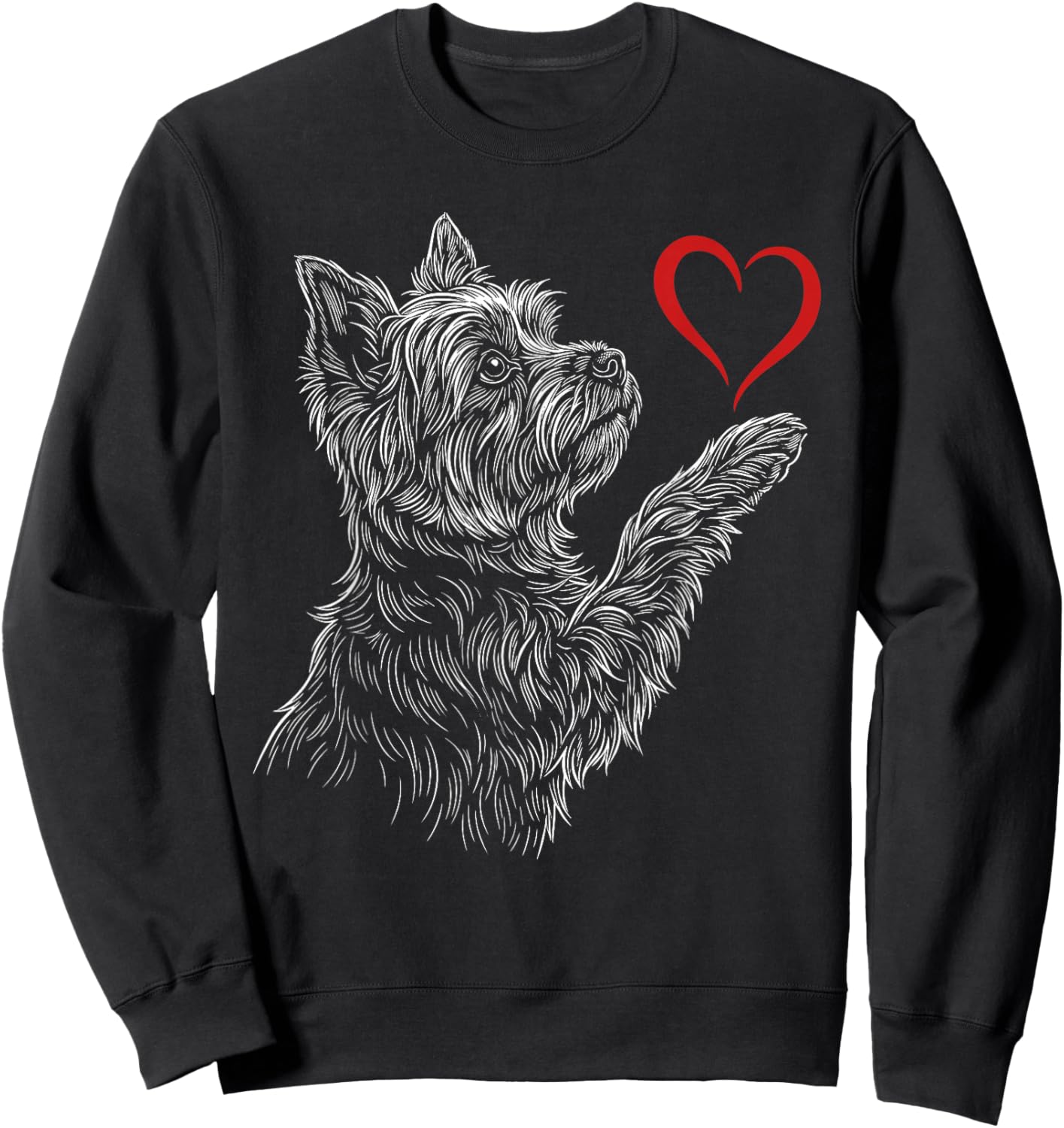Yorkshire Terrier Lover Dog Yorkie Holding Heart Valentines Sweatshirt - Sweatshirt | Black