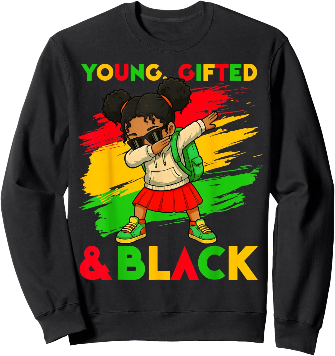 Black History Month Young Gifted & Black Cute Dabbing Girls Sweatshirt - Sweatshirt | Black