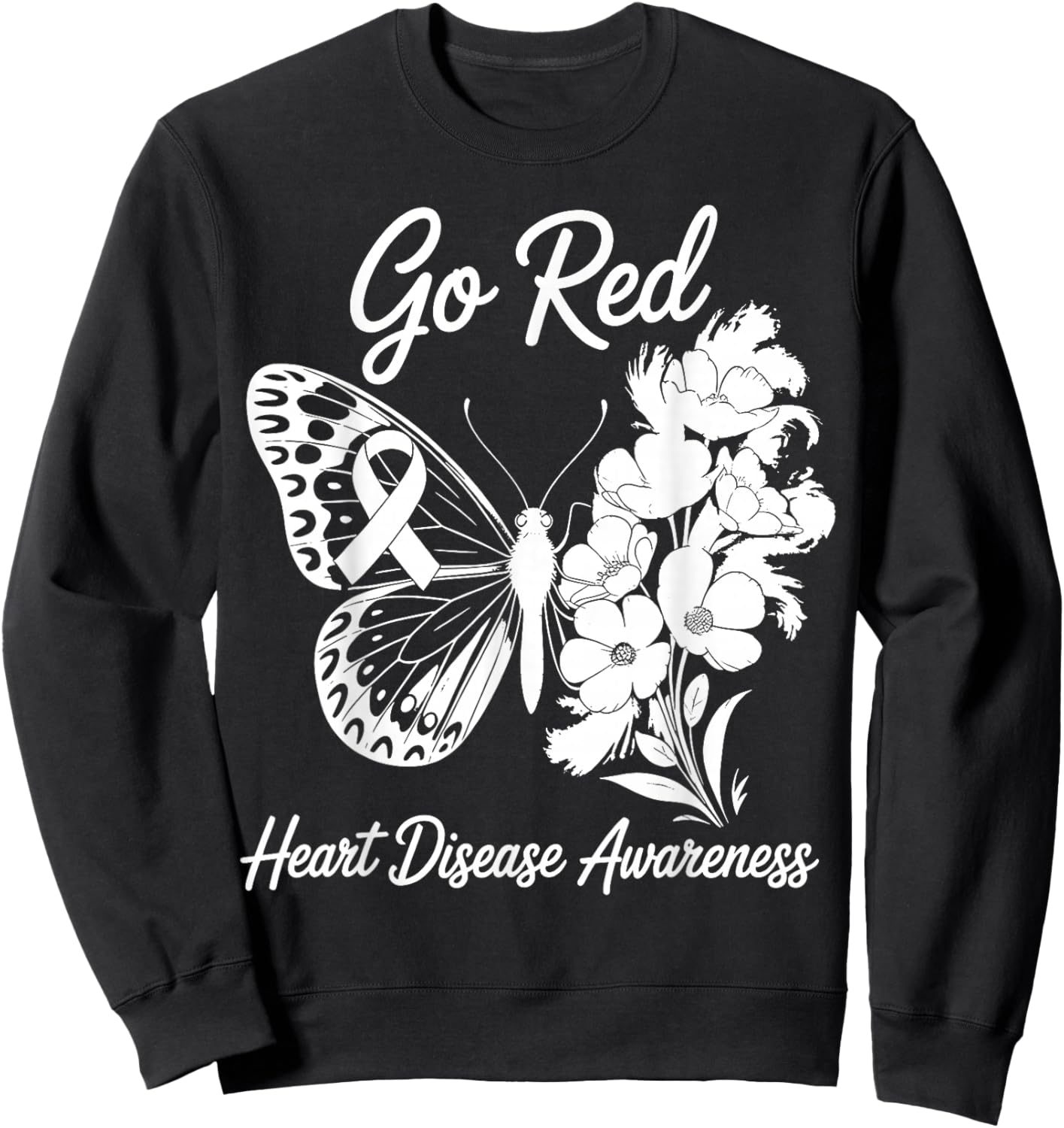 We Go Red Heart Disease Awareness in February Wear Red Sweatshirt - Sweatshirt | Black