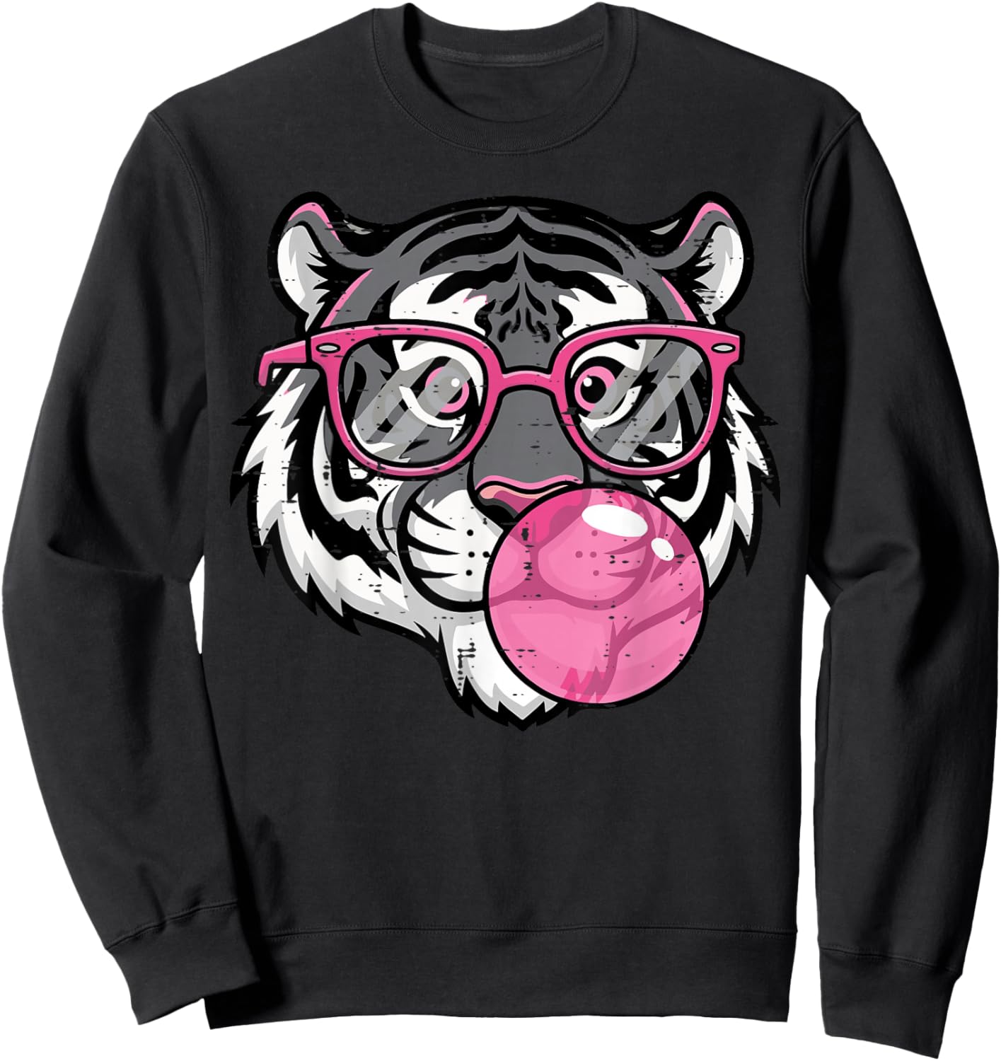 Tiger Gum Pink Glasses Girls Youth Teen Boys Kids Men Women Sweatshirt - Sweatshirt | Black