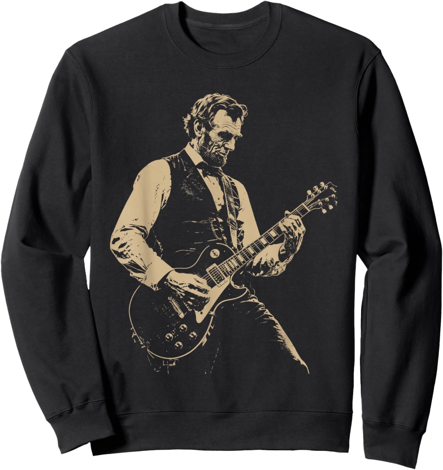 Abraham Lincoln Playing Guitar Retro Vintage Abe Lincoln Sweatshirt - Sweatshirt | Black