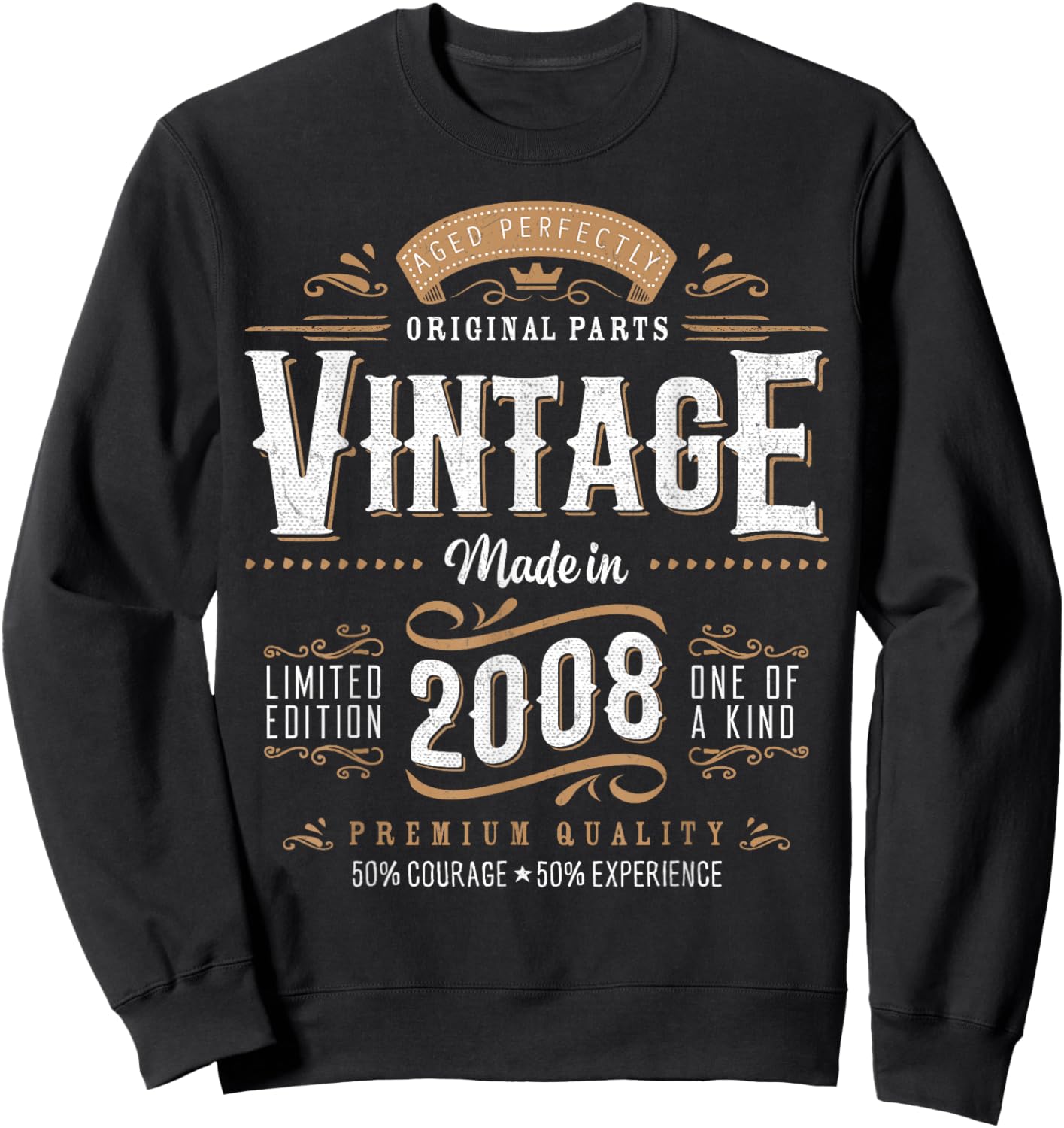 Vintage 2008 Label 18th Birthday Gift Men Women 18 Year Old Sweatshirt - Sweatshirt | Black