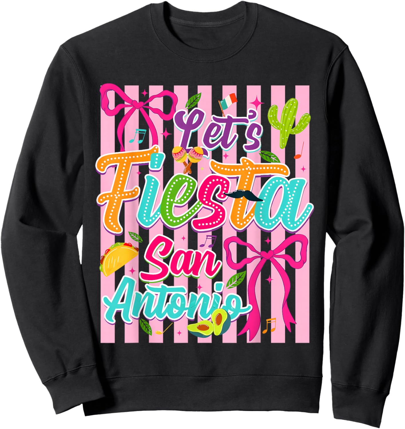 Cinco De Mayo Lets Fiesta 2026 Coquette Bow Girl Women Sweatshirt - Sweatshirt | Black