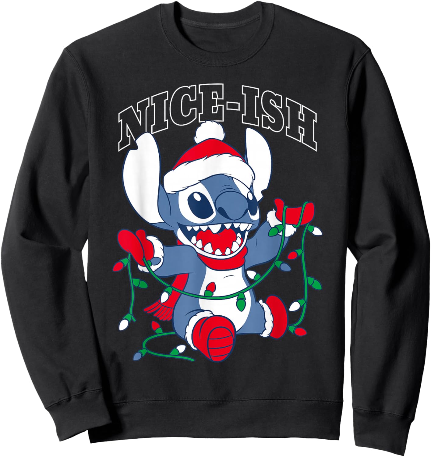 Disney Lilo & Stitch Christmas Season Nice-ish Poster Sweatshirt - Sweatshirt | Black