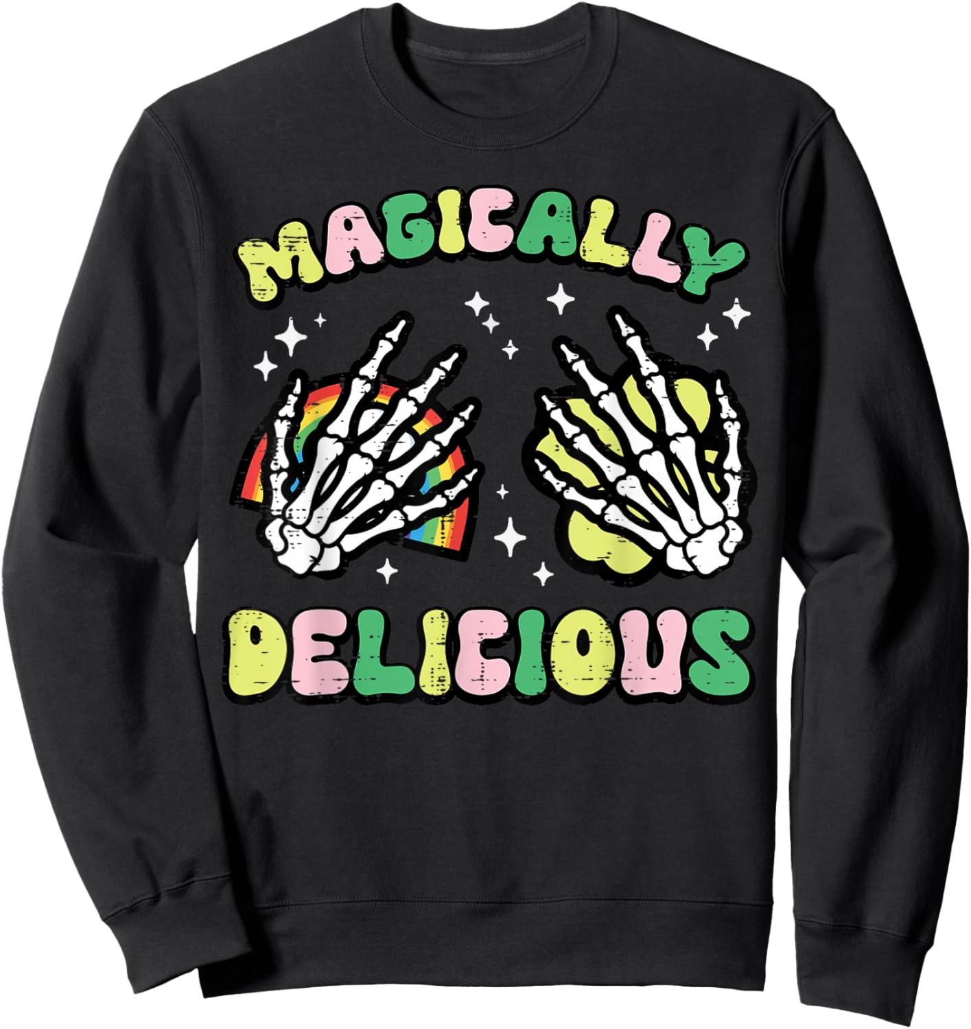 St Patricks Day Magically Delicious Skeleton Hands Women Men Sweatshirt - Sweatshirt | Black
