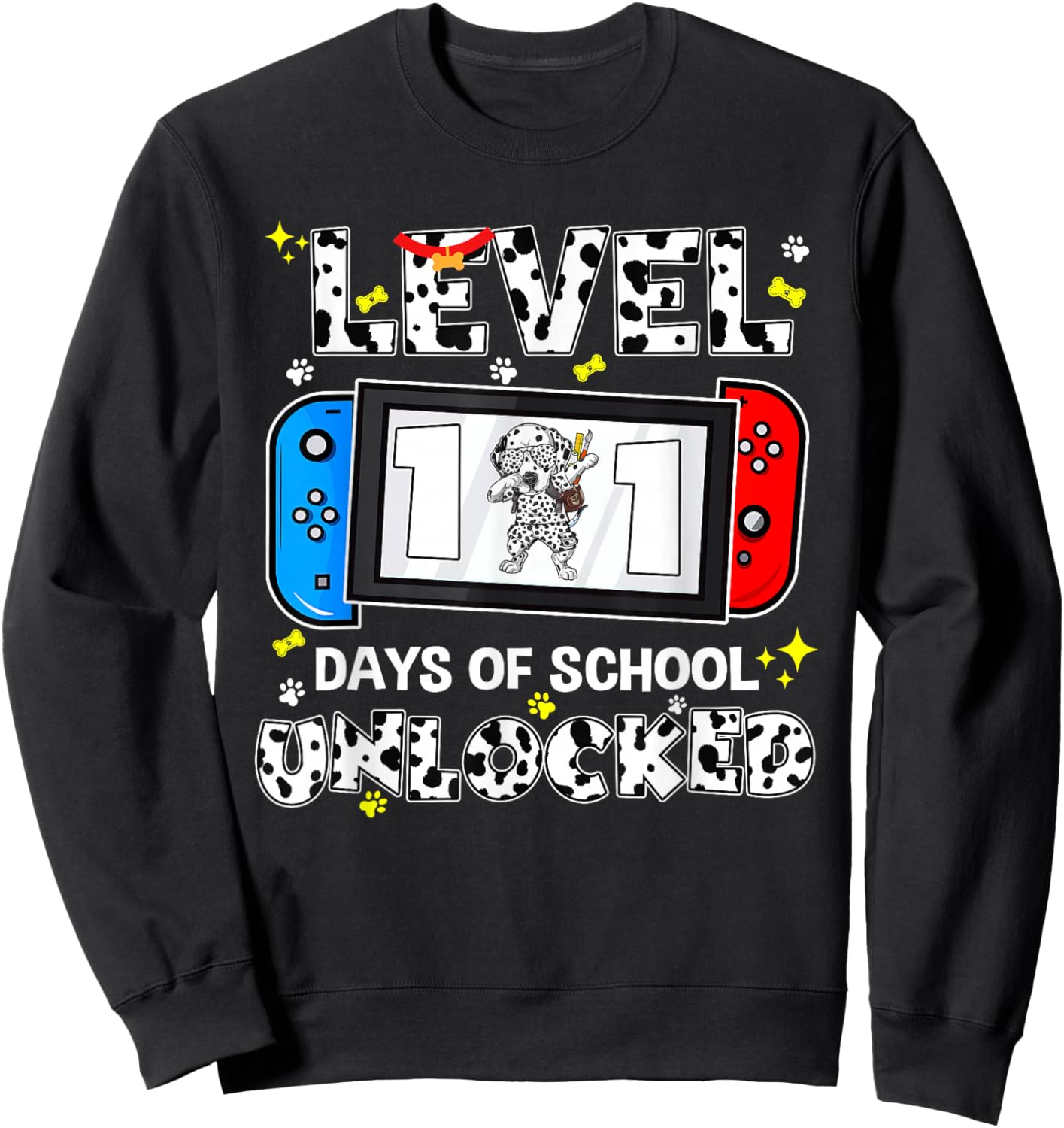 Level Unlocked Game Controller 101 Days School 100 Days Sweatshirt - Sweatshirt | Black