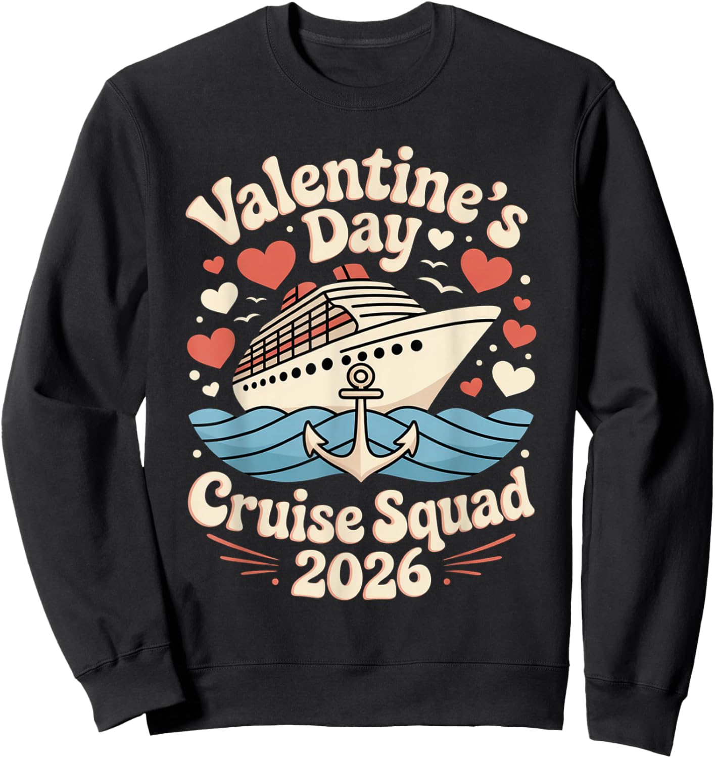 Cute Valentines Day Cruise 2026 Matching Cruise for Couples Sweatshirt - Sweatshirt | Black