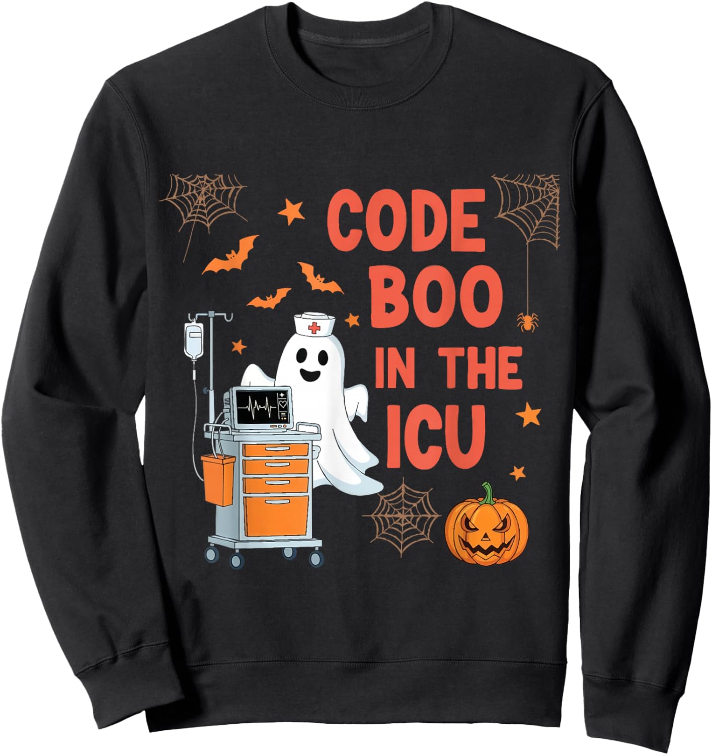 Costume Ghost Code Boo in The ICU Nursing for Halloween Sweatshirt - Sweatshirt | Black
