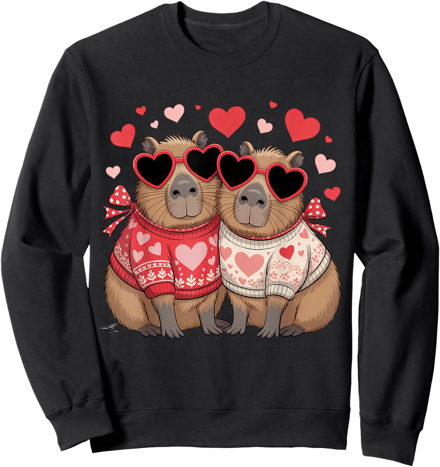 Valentines Day Cute Valentine Capybara Lover Sweatshirt - Sweatshirt | Black