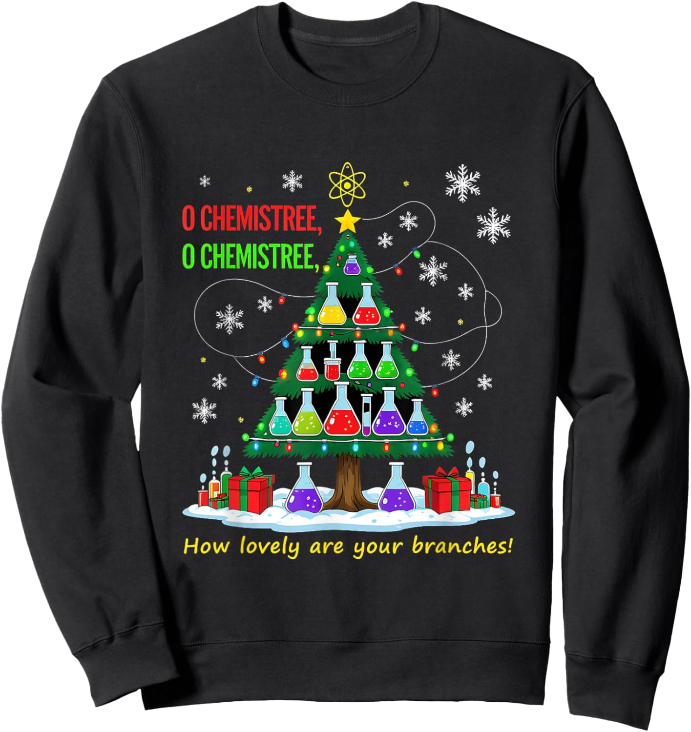 Christmas Science Teacher 67 Meme Santa Oh Chemistree Sweatshirt - Sweatshirt | Black