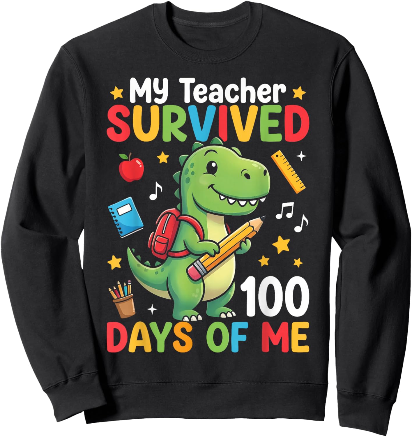 100th Day of School My Teacher Survived 100 Days of Me Boys Sweatshirt - Sweatshirt | Black