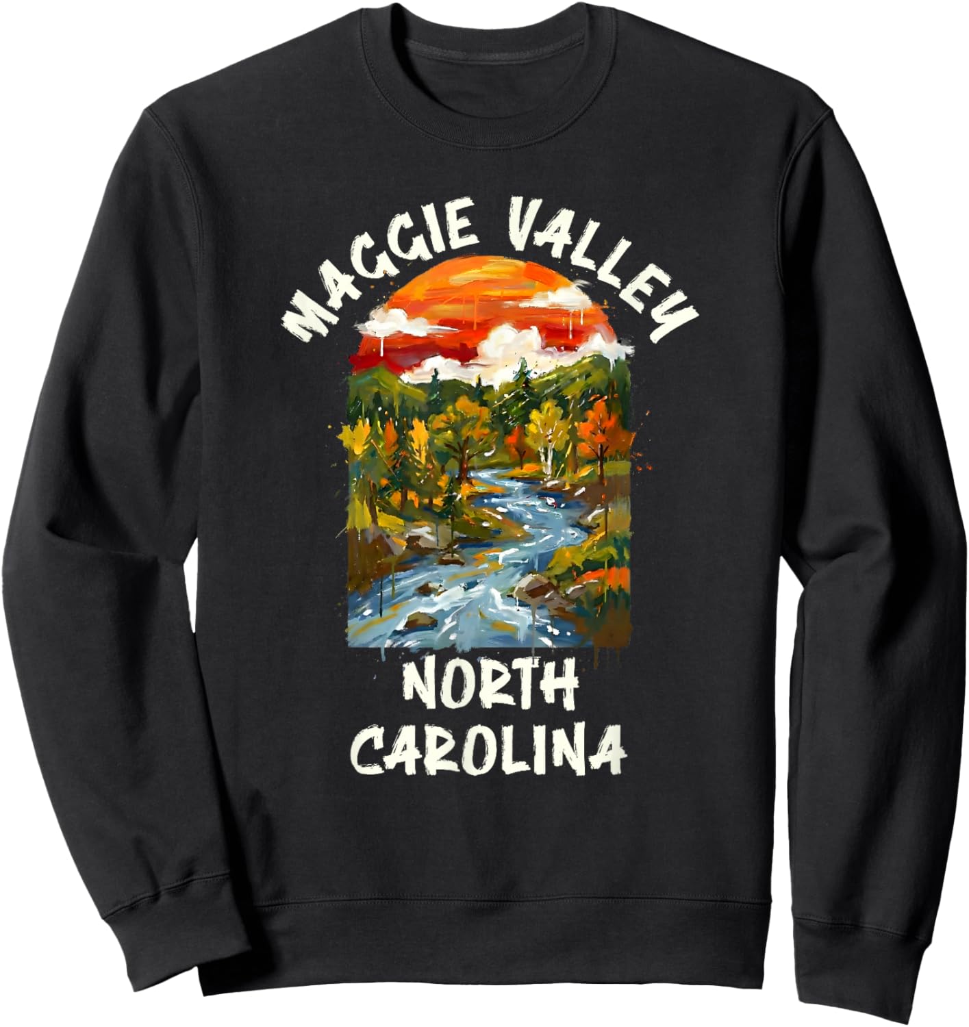 Maggie Valley North Carolina Mountains Vacation Road Trip Sweatshirt - Sweatshirt | Black