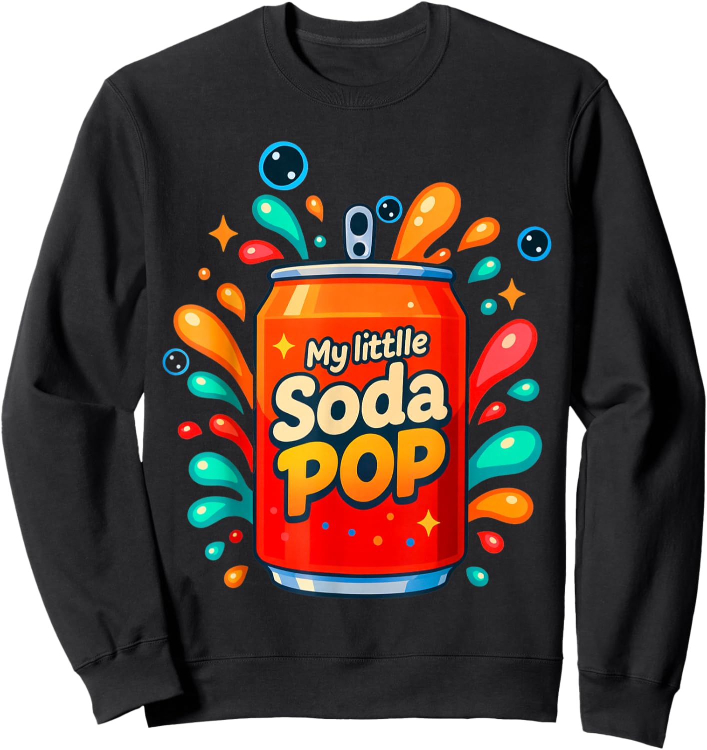 Soda Pop Cartoon Splash Cute Retros Beverage Funny Oranges Sweatshirt - Sweatshirt | Black