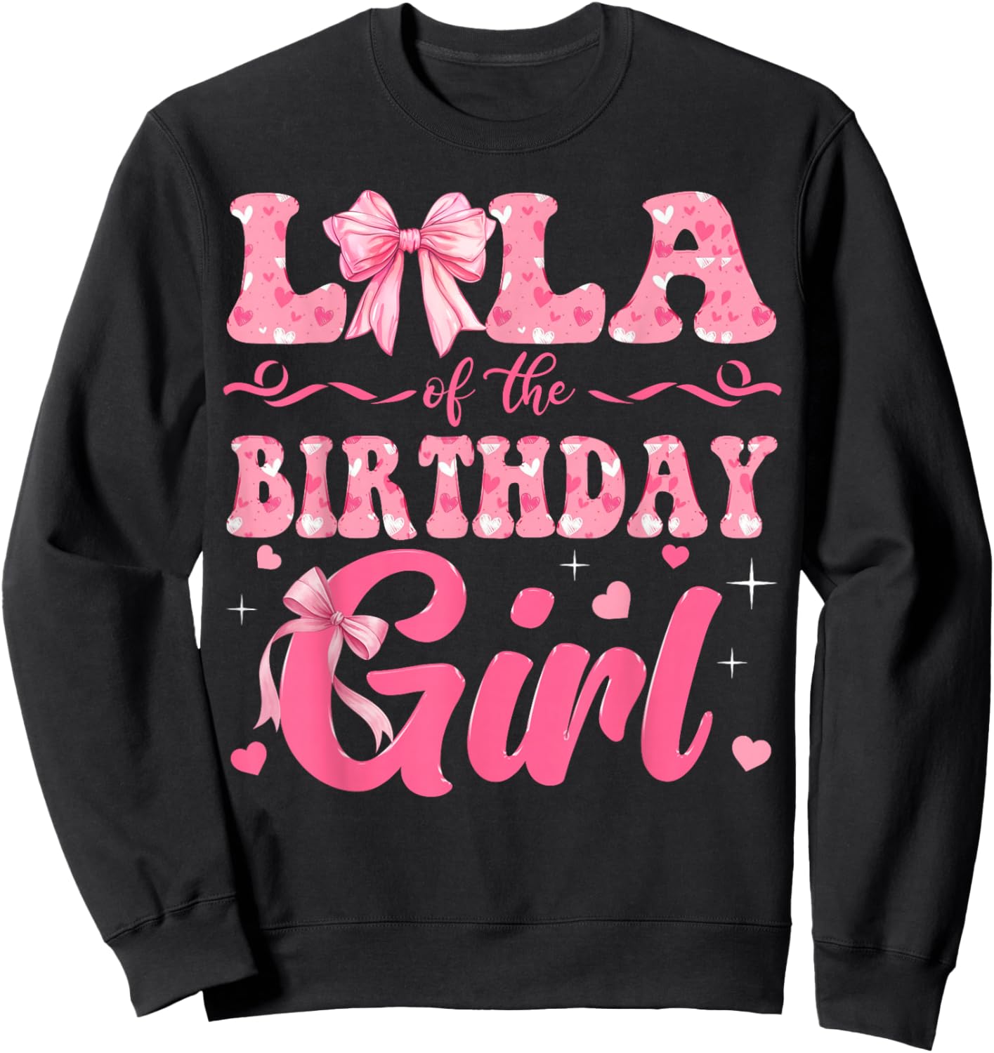 Lola of The Birthday Girl Family Pink Coquette Bow Sweatshirt - Sweatshirt | Black