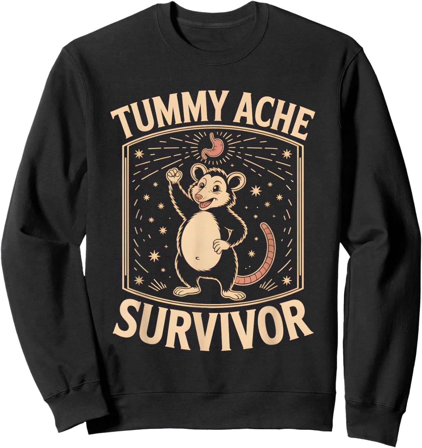 Tummy Ache Survivor Shirt Cute Possum Sweatshirt - Sweatshirt | Black