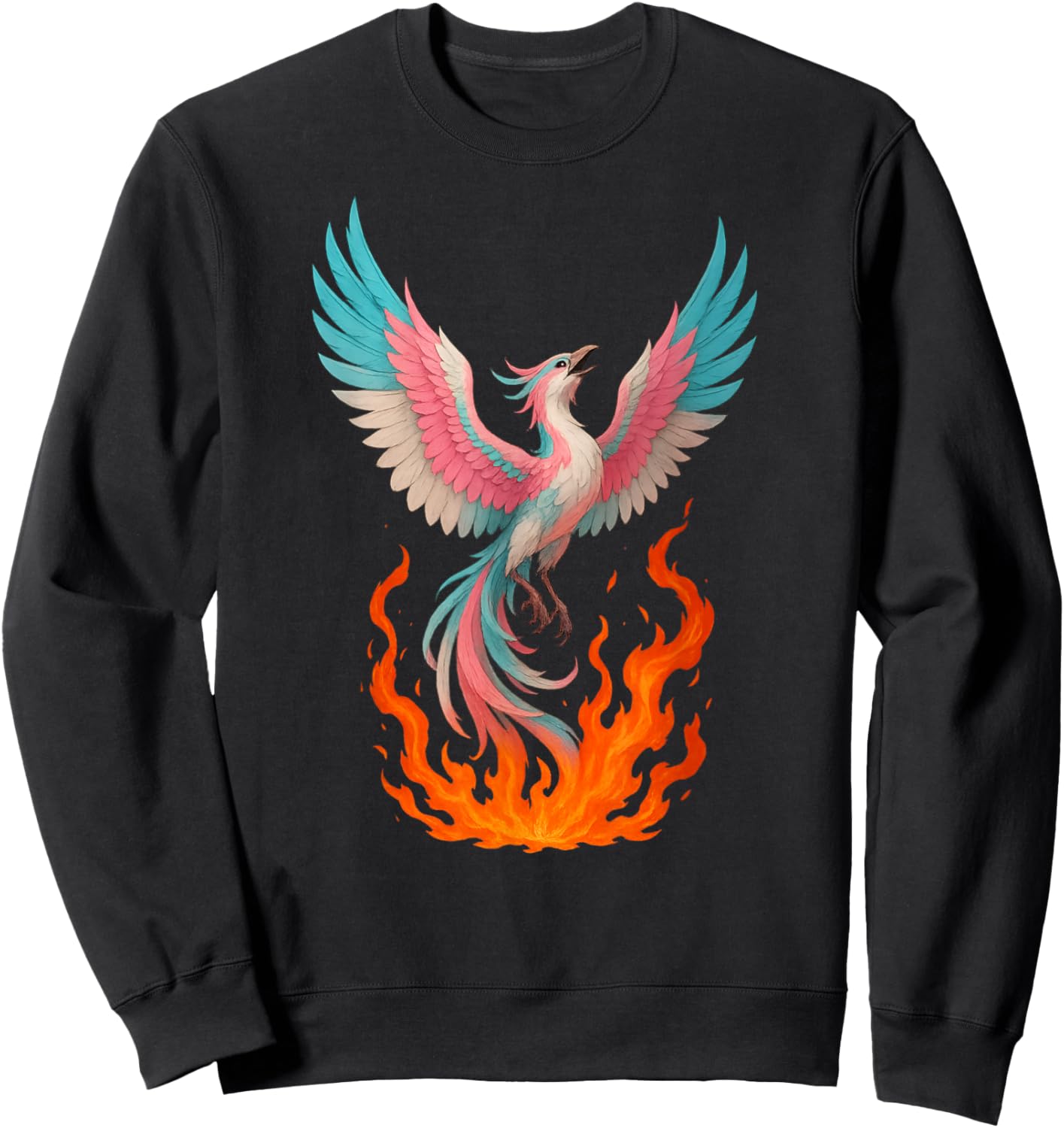 Transgender Phoenix Bird Trans Pride Flag Rising from Ashes Sweatshirt - Sweatshirt | Black
